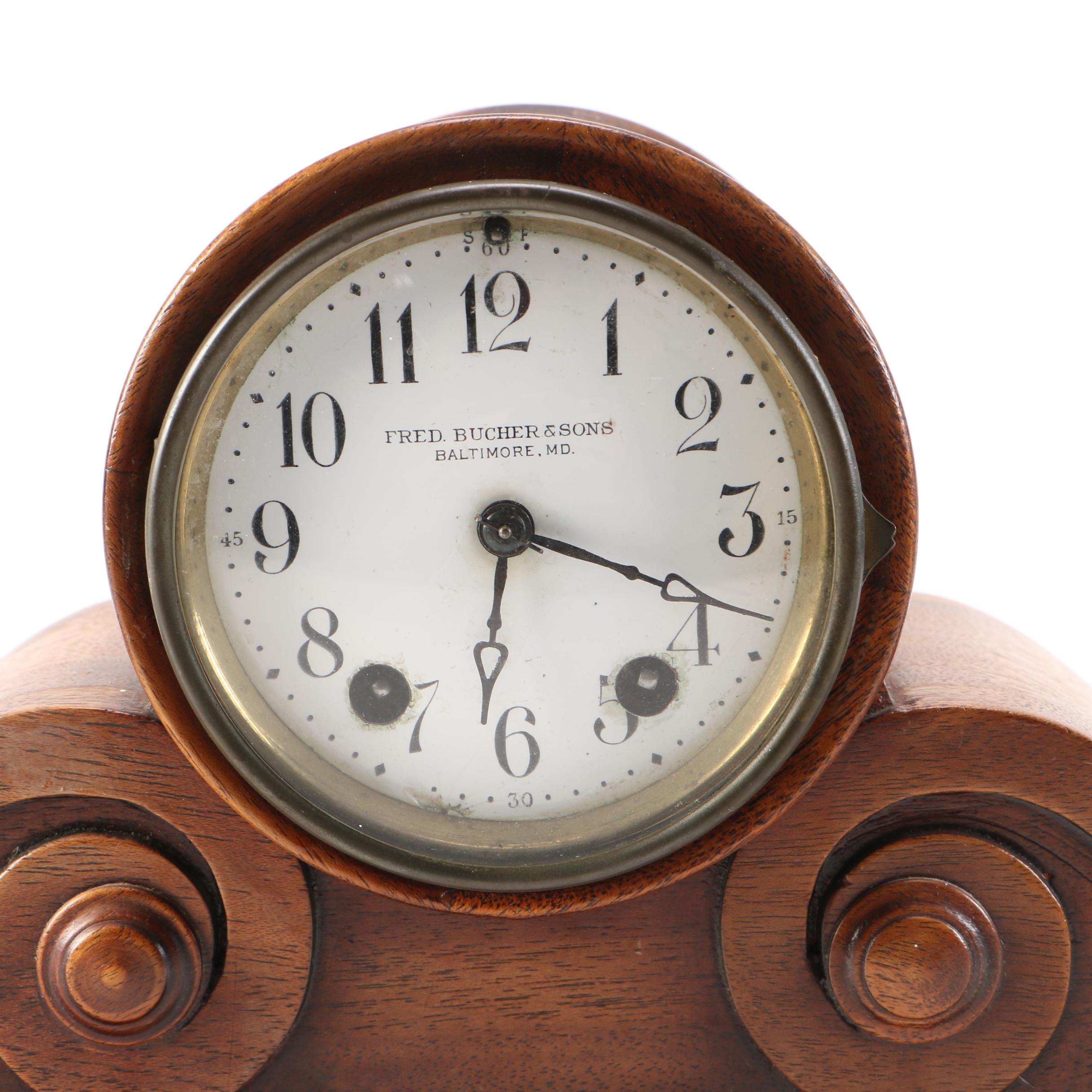 Fred Butcher & Sons Wood Mantle Clock