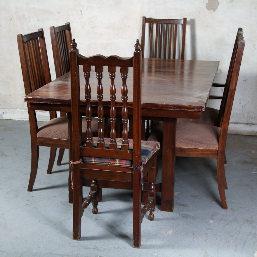 Mission Style Wooden Dining Table and Chairs