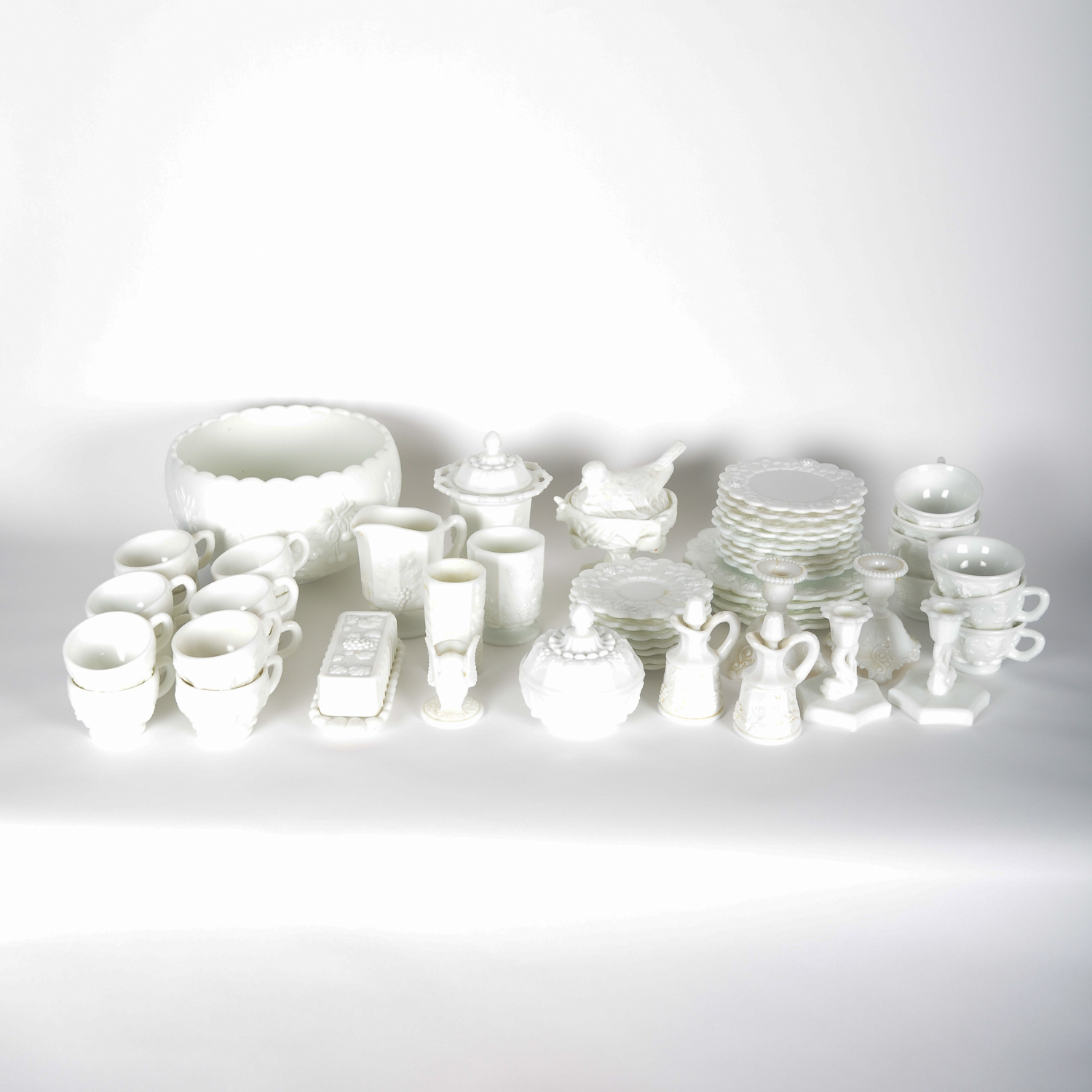 Vintage Milk Glass Serveware Including Westmoreland Glass