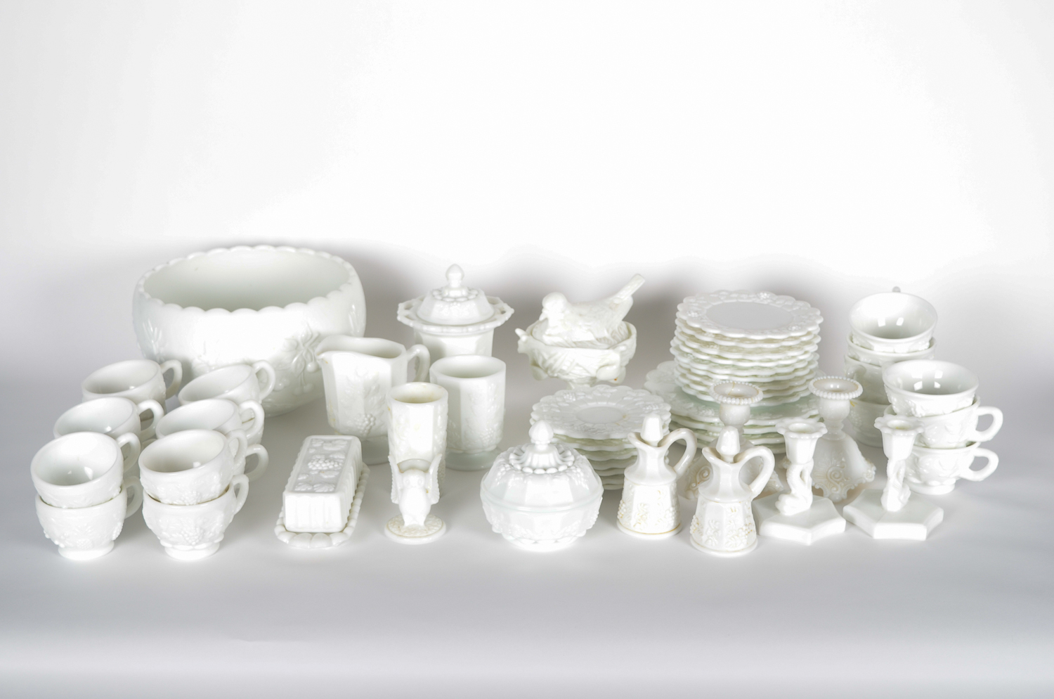 Vintage Milk Glass Serveware Including Westmoreland Glass