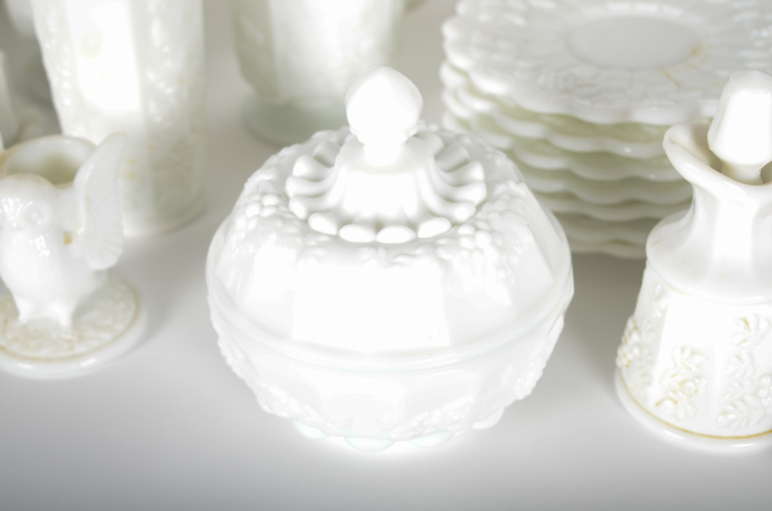 Vintage Milk Glass Serveware Including Westmoreland Glass