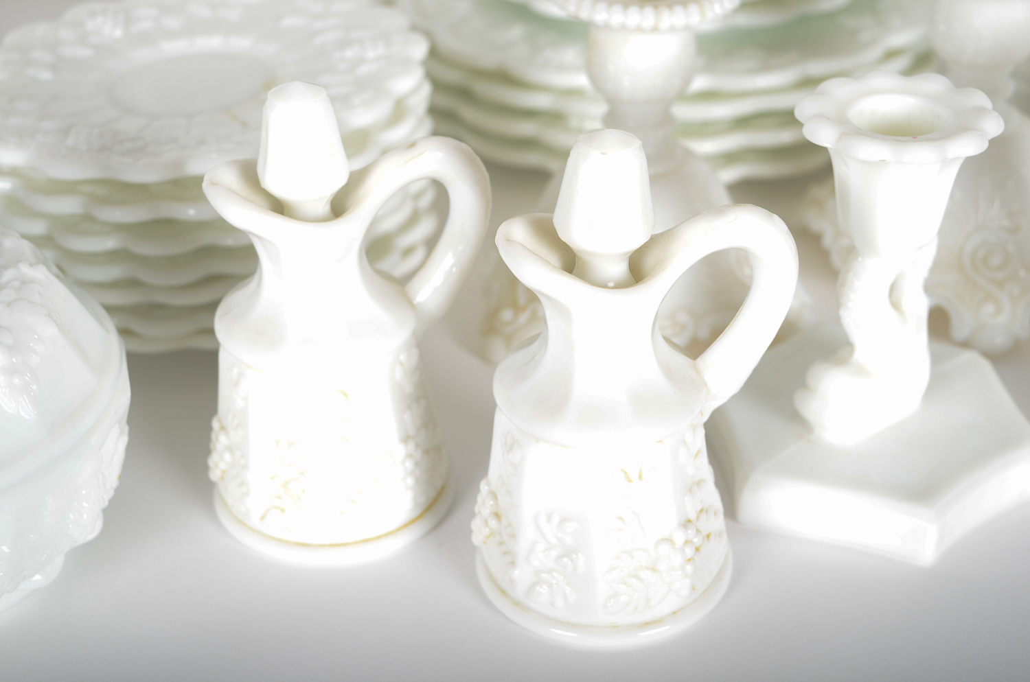 Vintage Milk Glass Serveware Including Westmoreland Glass