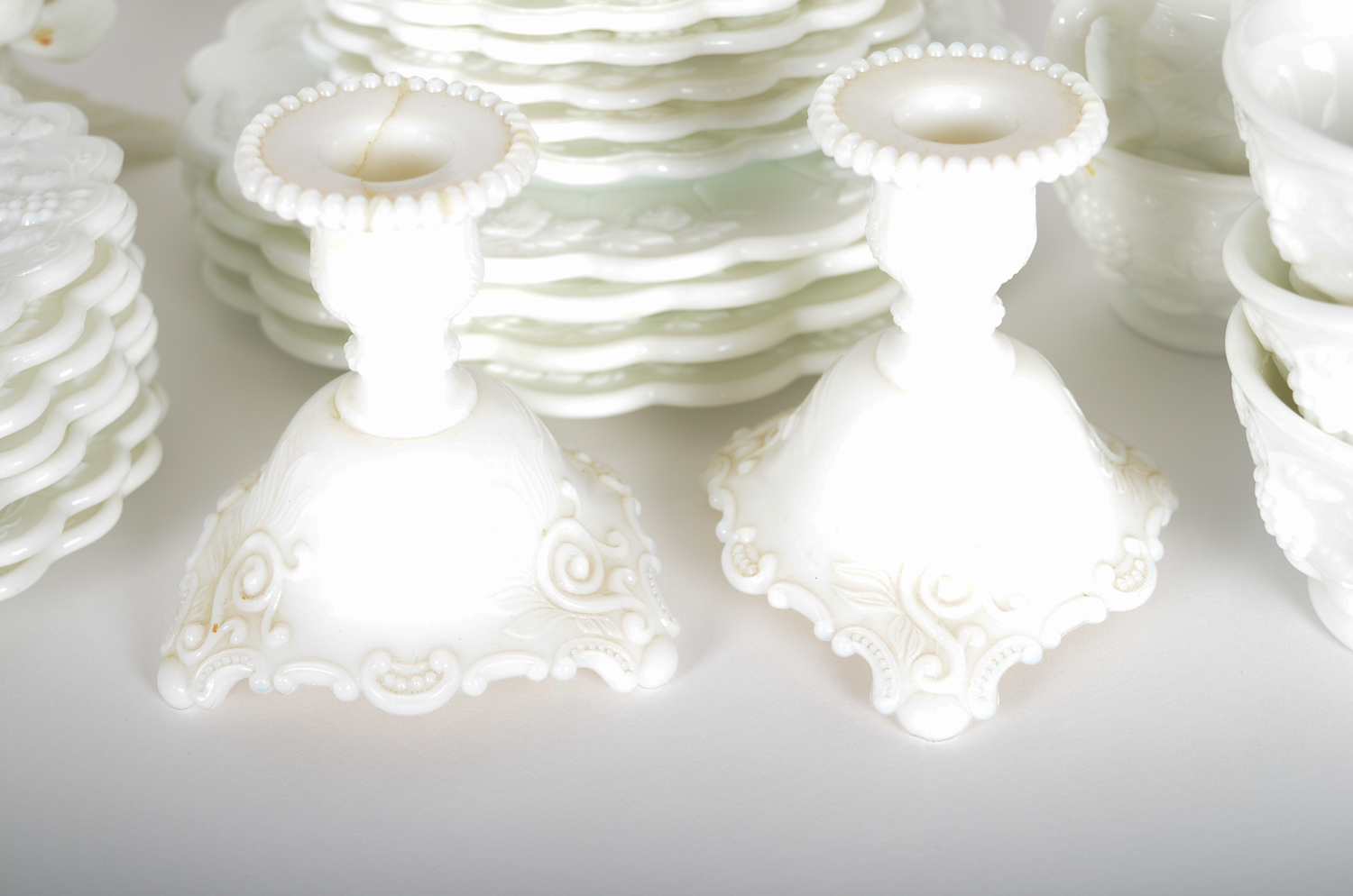 Vintage Milk Glass Serveware Including Westmoreland Glass