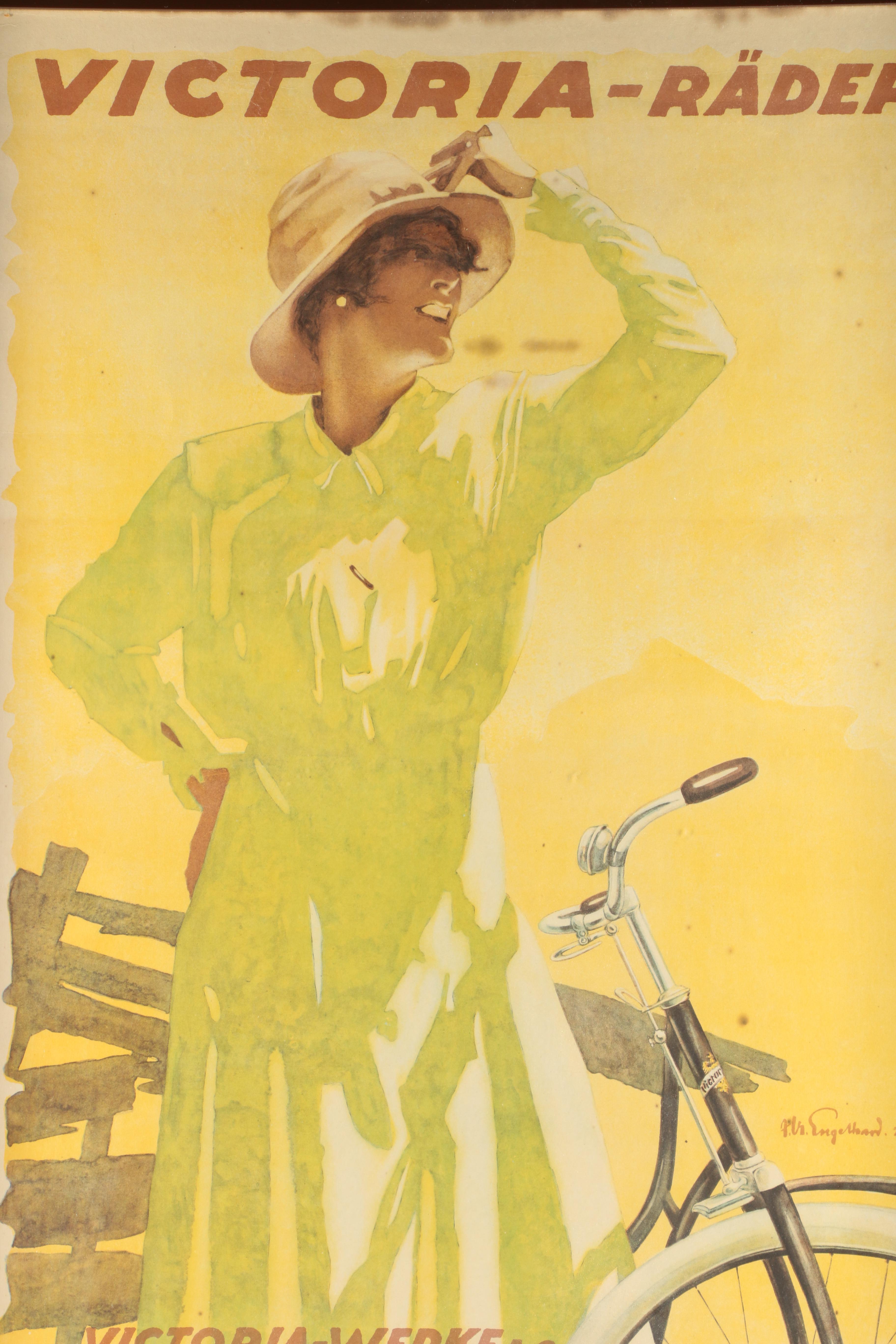Offset Lithograph Poster for Victoria Bicycles After Julius Ussy Engelhard