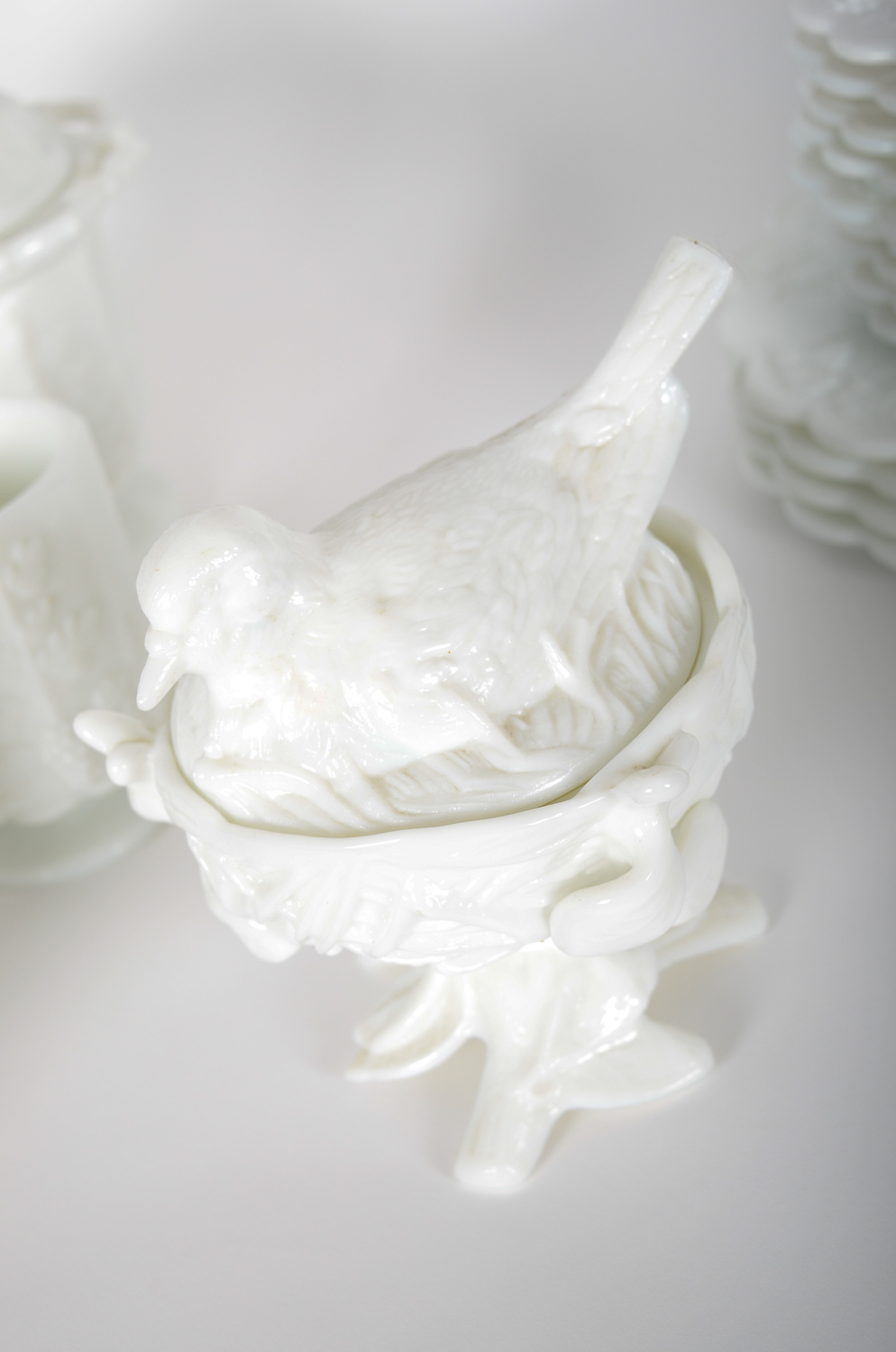 Vintage Milk Glass Serveware Including Westmoreland Glass