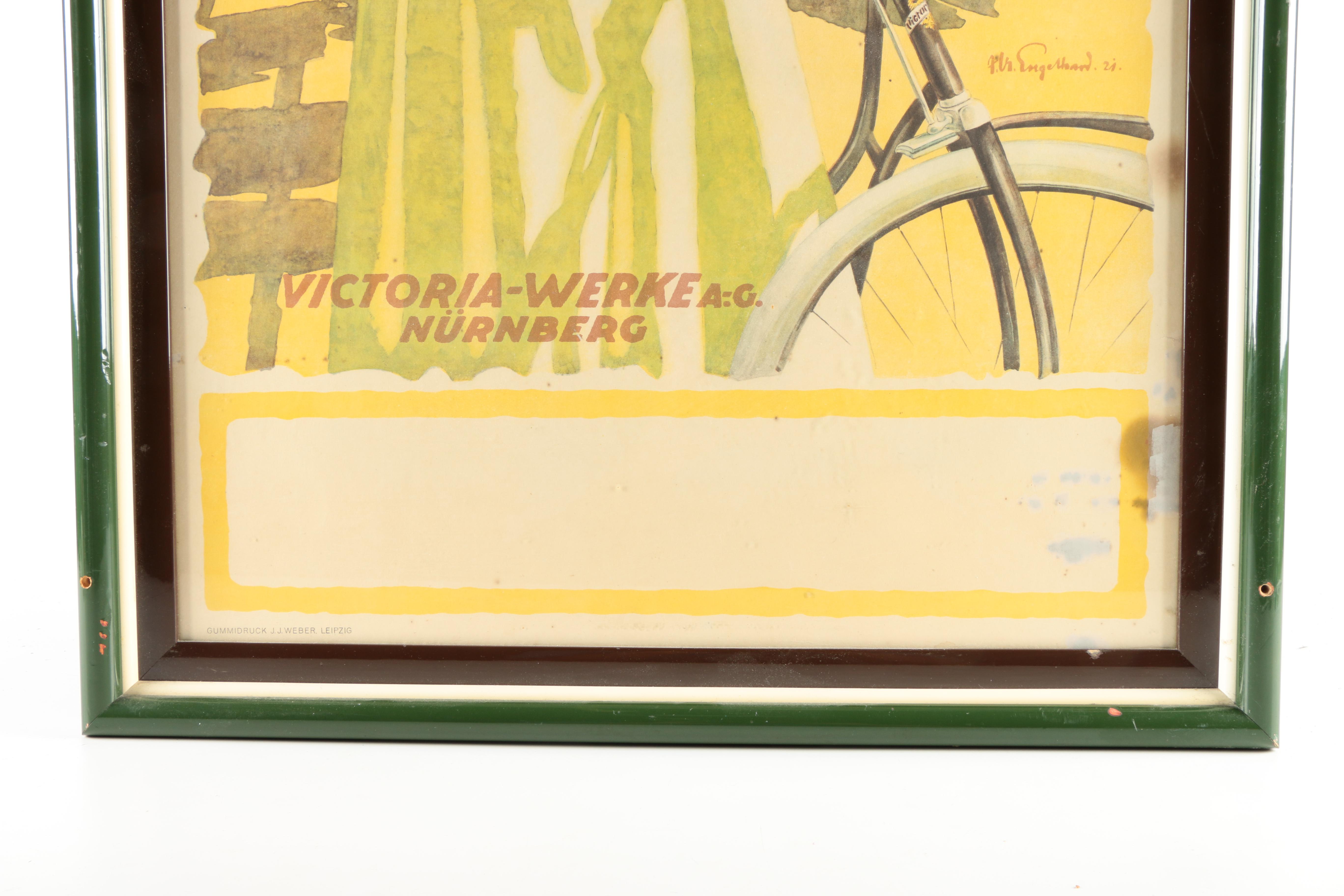 Offset Lithograph Poster for Victoria Bicycles After Julius Ussy Engelhard