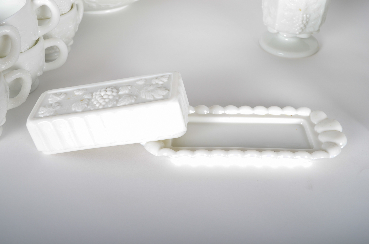 Vintage Milk Glass Serveware Including Westmoreland Glass