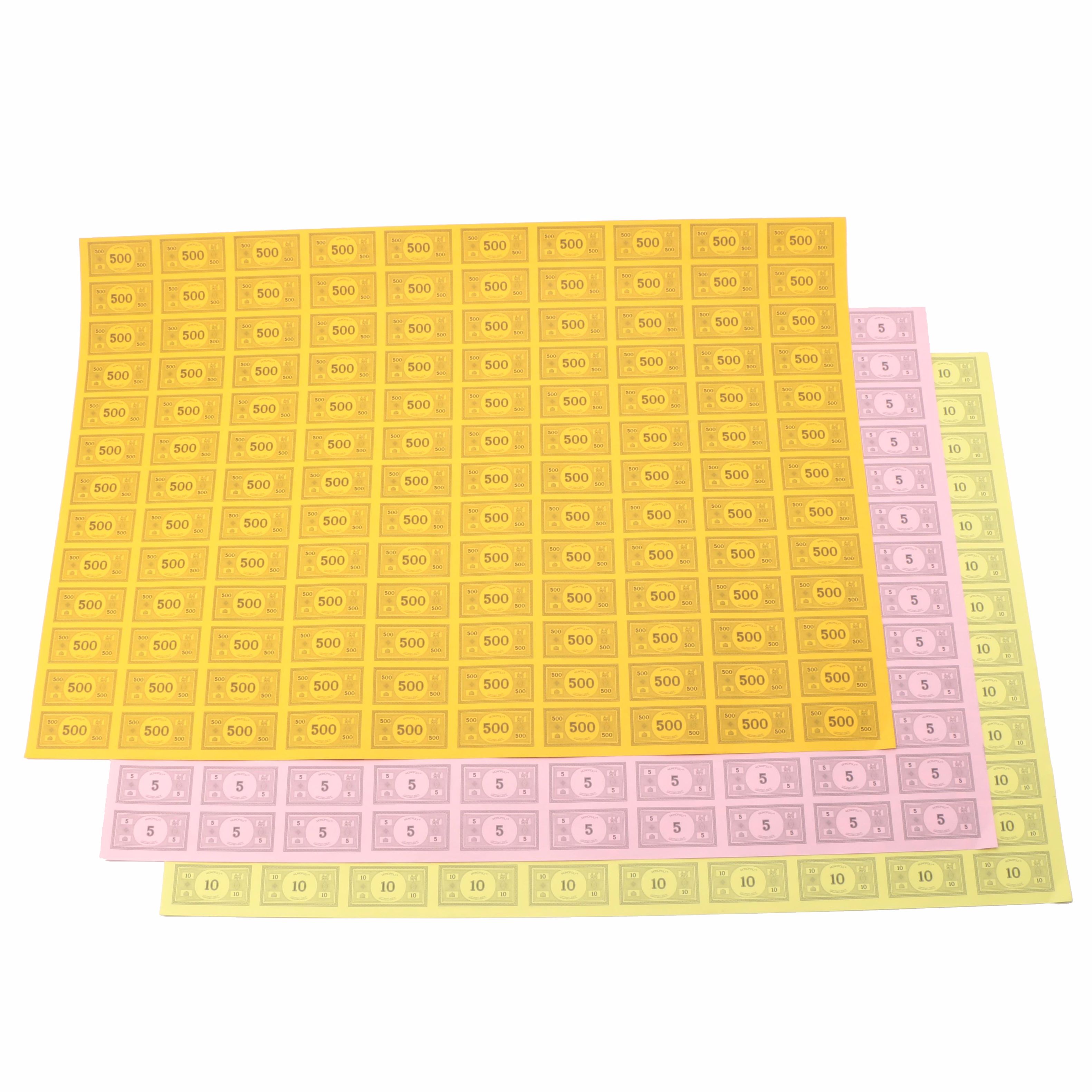 Uncut "Monopoly" Money Sheets