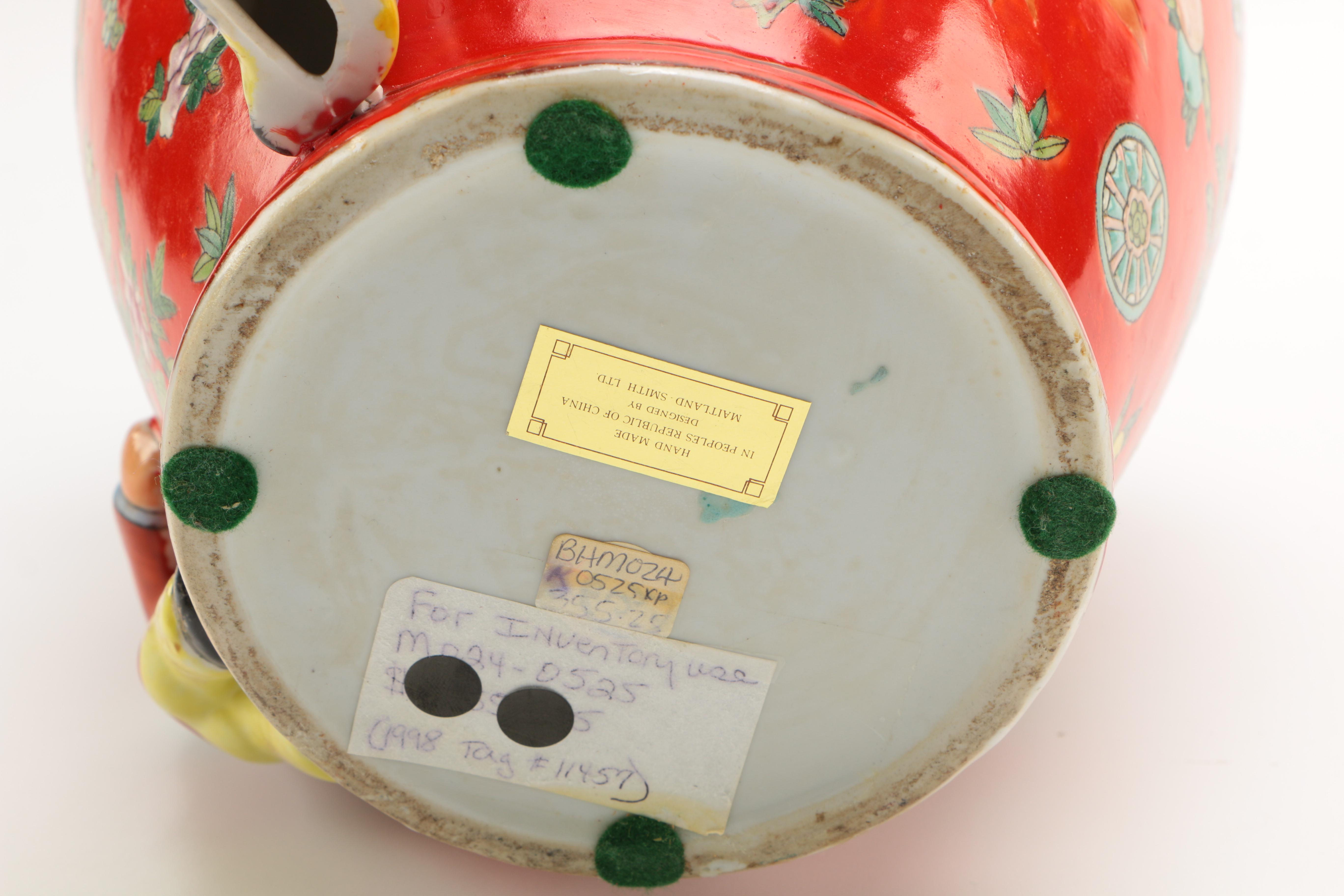 Maitland Smith Hand Made Red Ceramic Vase