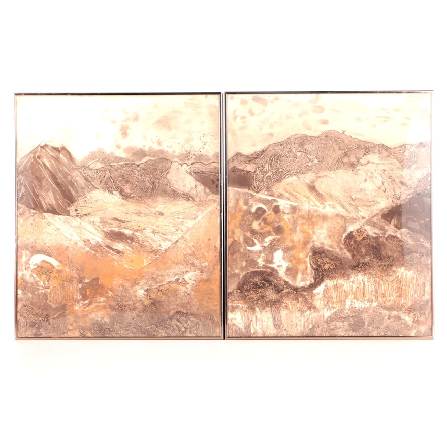 Mary Ann de Buy Wenniger Artist's Proof Collagraphs "Idaho Mountain Range"