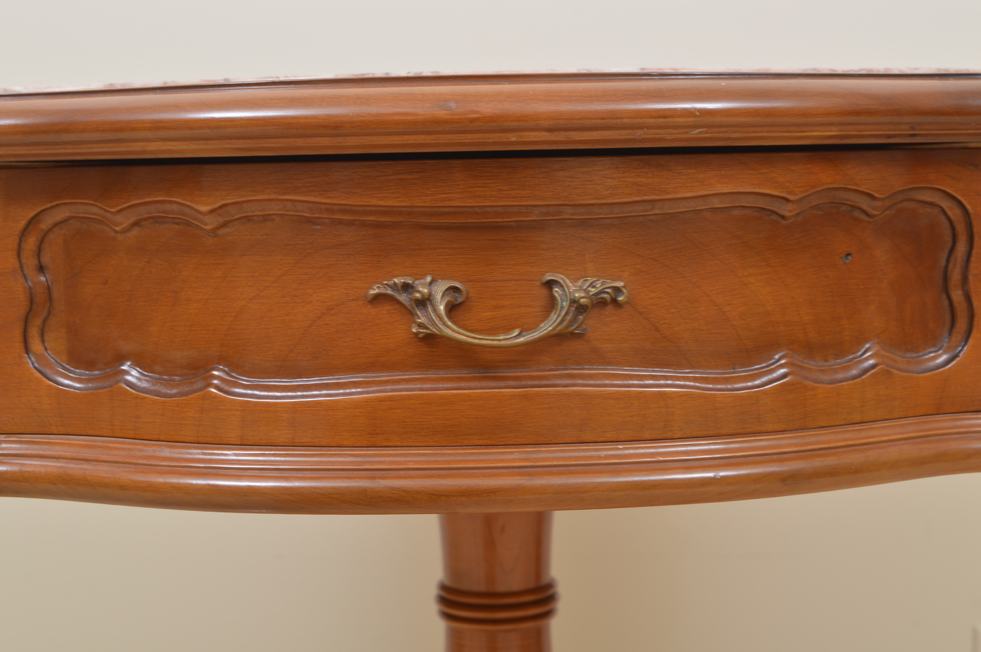 Pink Marble-Topped Drum Table