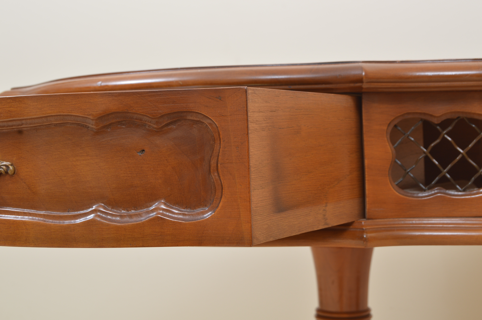 Pink Marble-Topped Drum Table