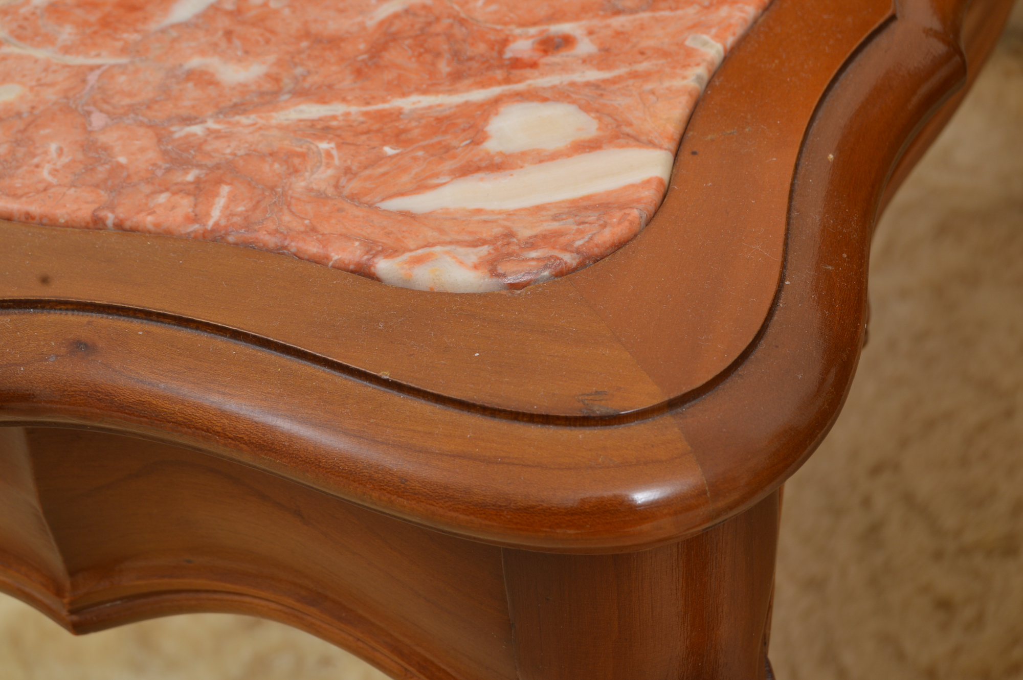 Pair of Pink Marble-Topped Step Tables