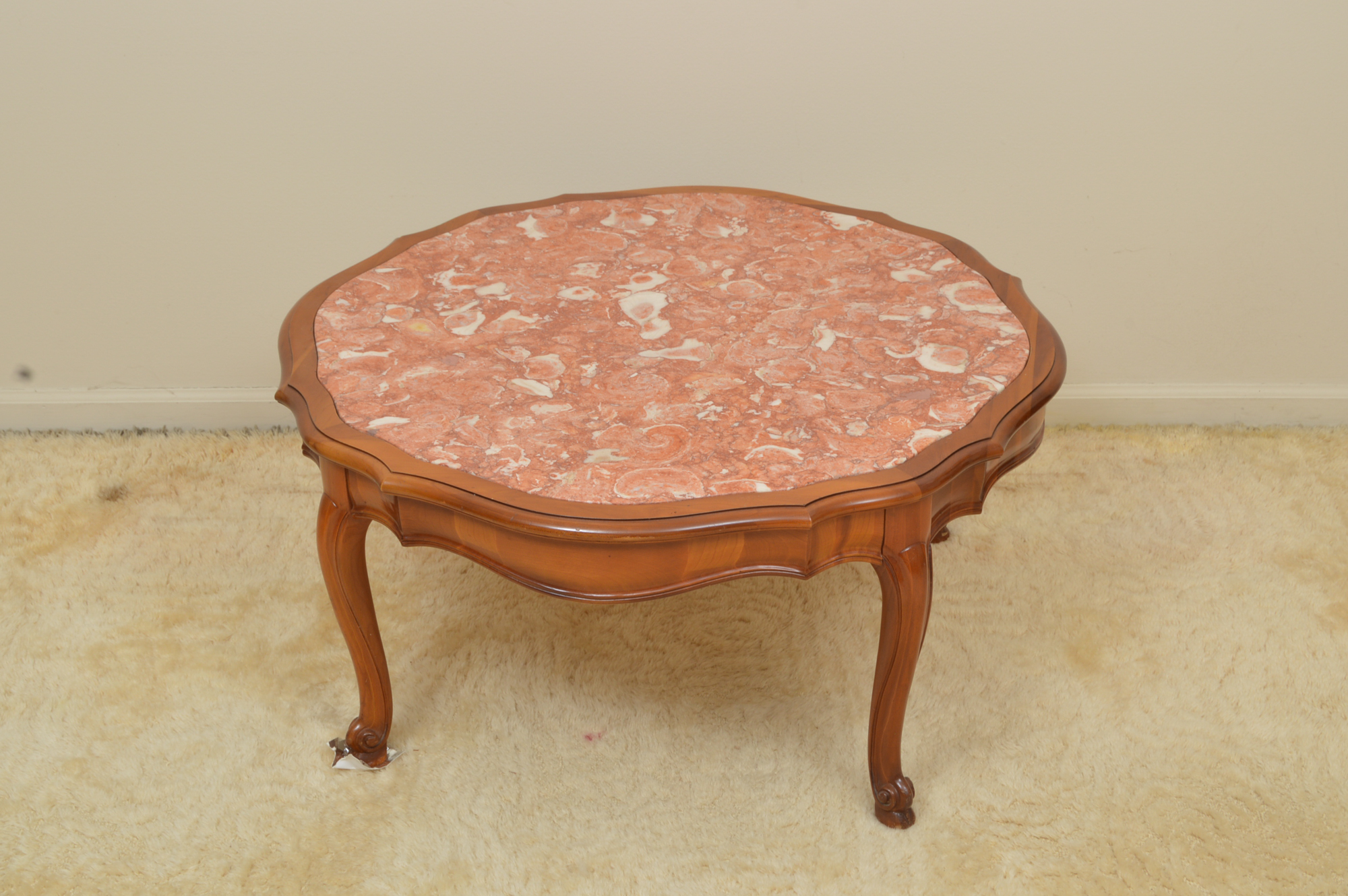 Pink Marble-Topped Coffee Table