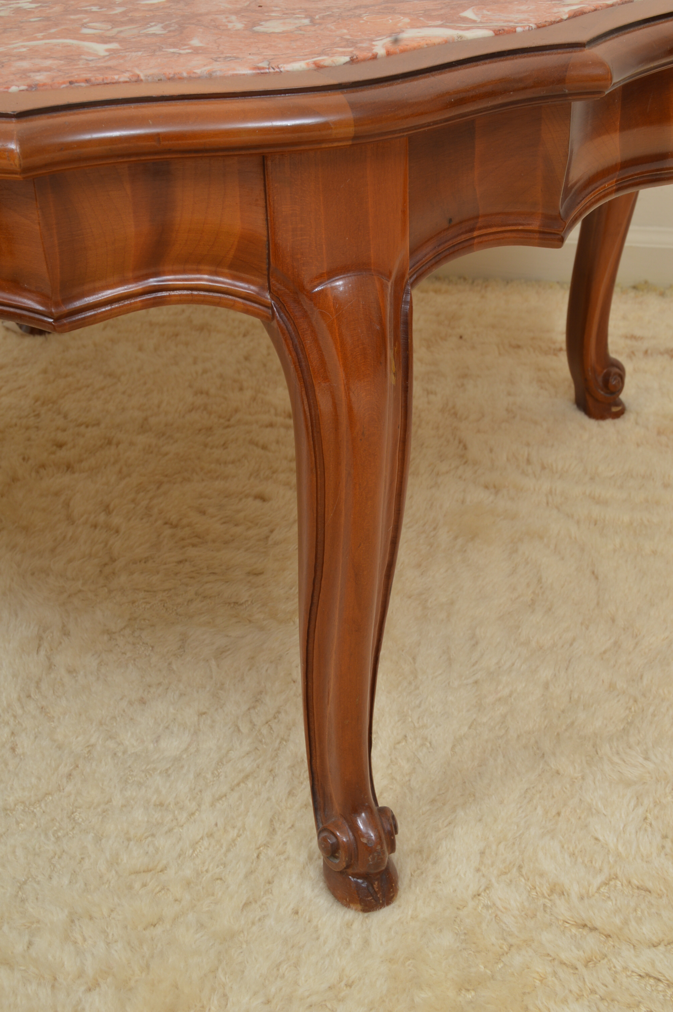 Pink Marble-Topped Coffee Table