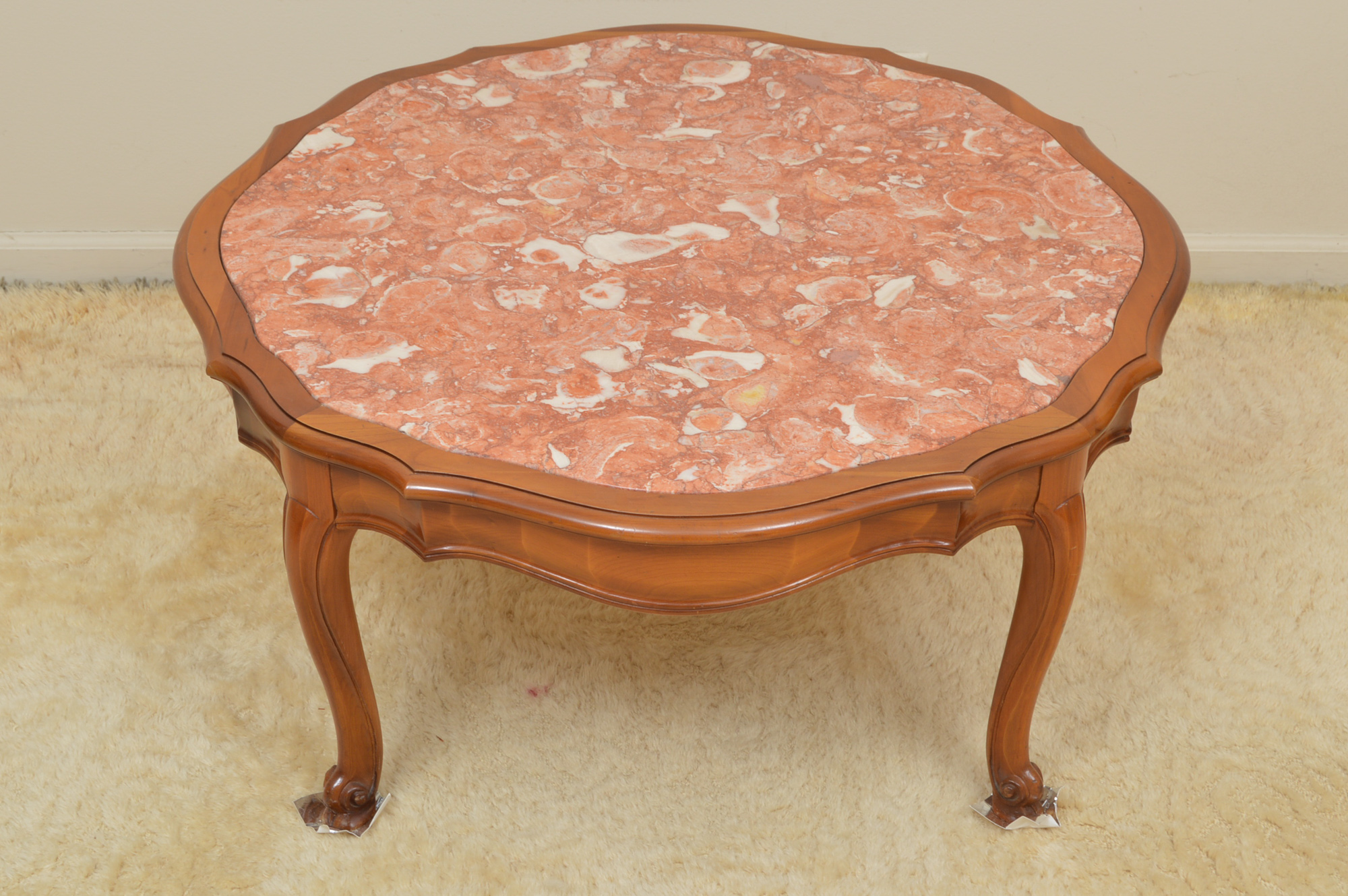 Pink Marble-Topped Coffee Table