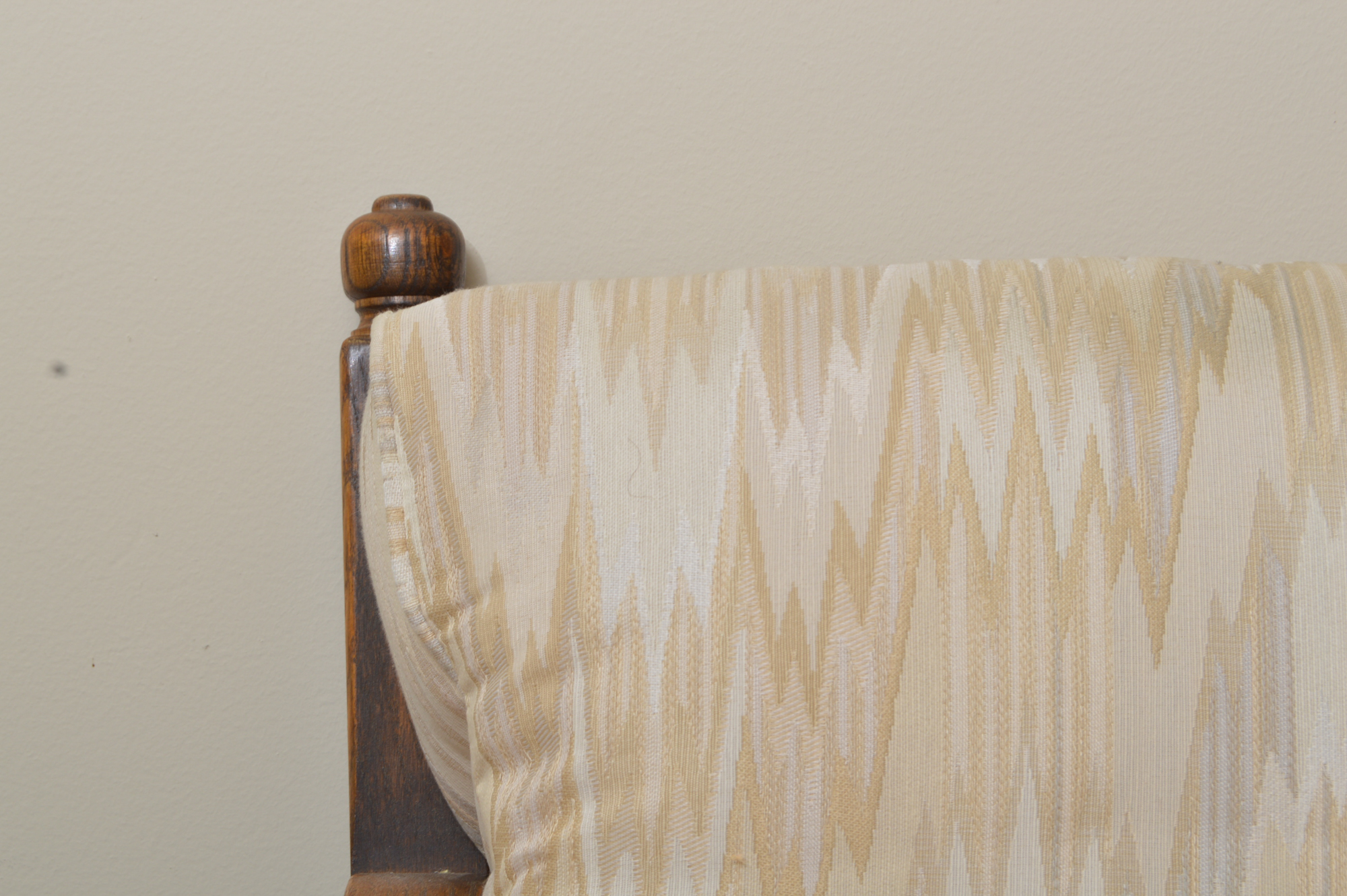 Low-Backed Oak Chair with Pair of End Tables