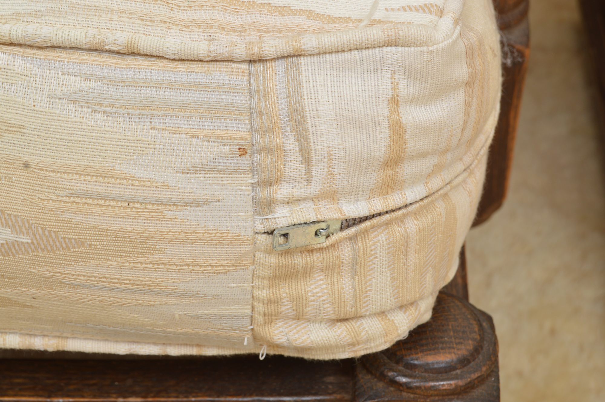 Low-Backed Oak Chair with Pair of End Tables