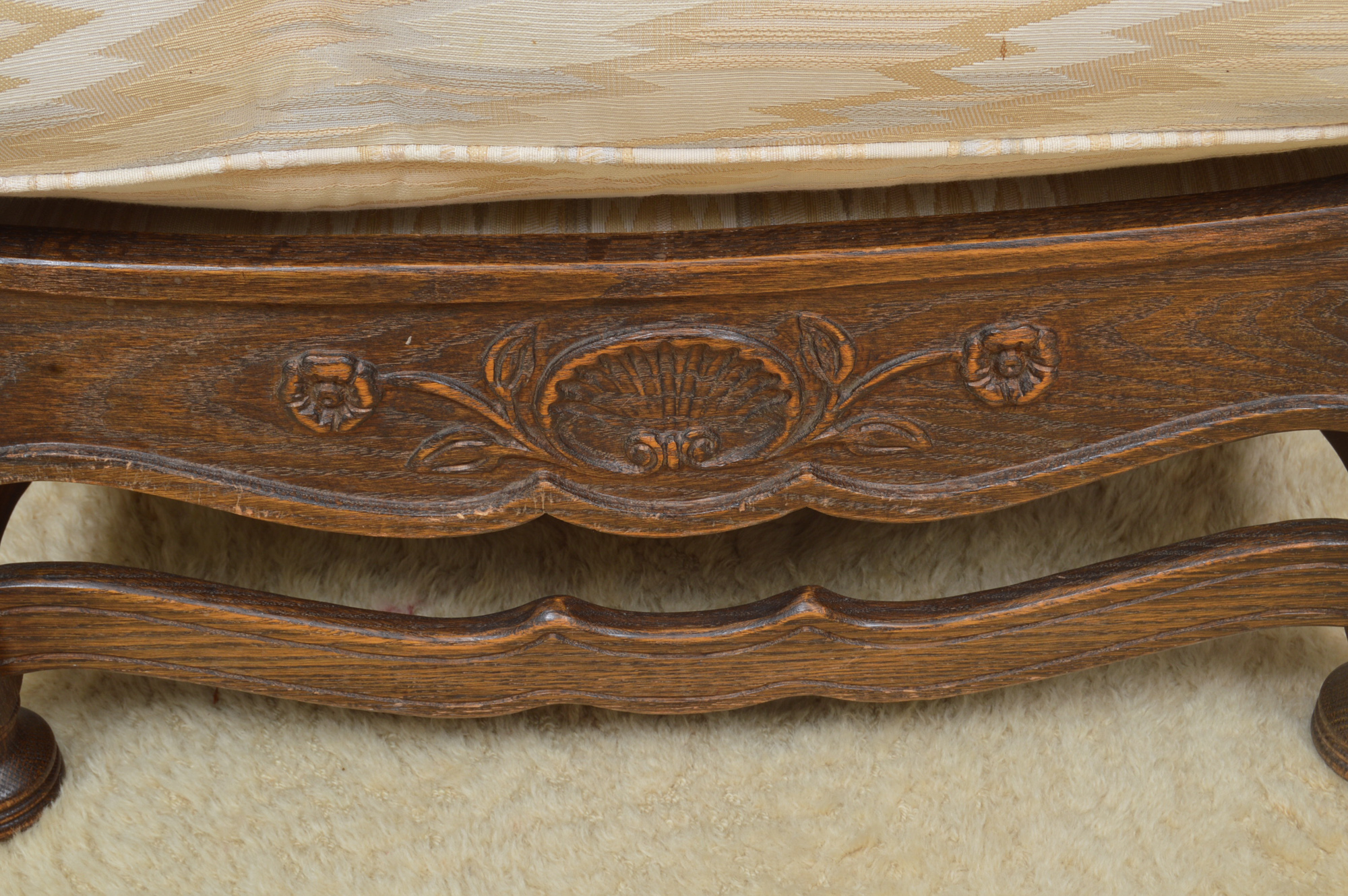 Low-Backed Oak Chair with Pair of End Tables