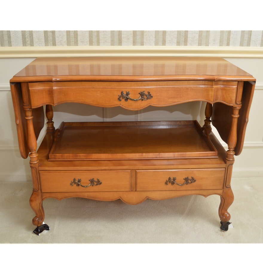 Blonde Wood Drop-Leaf Buffet with Tray