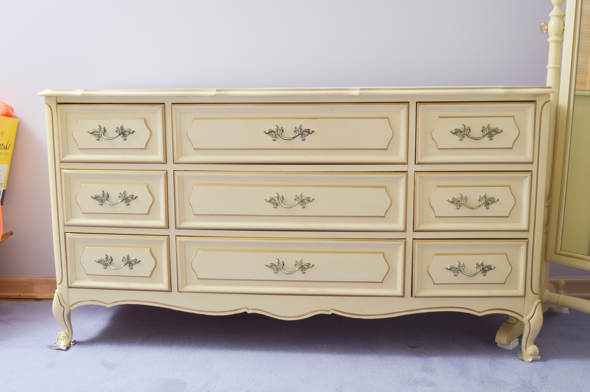 French Provincial Dresser with Standing Mirror