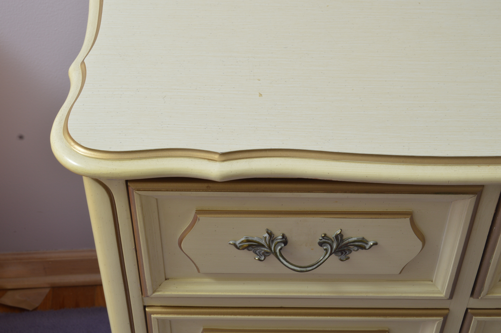 French Provincial Dresser with Standing Mirror