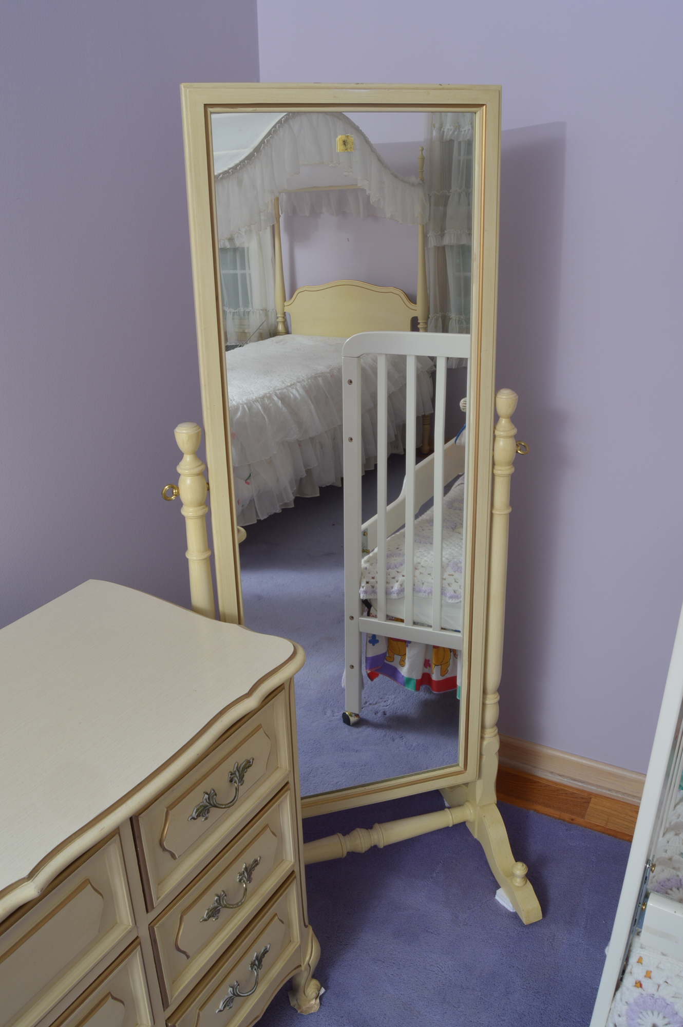 French Provincial Dresser with Standing Mirror