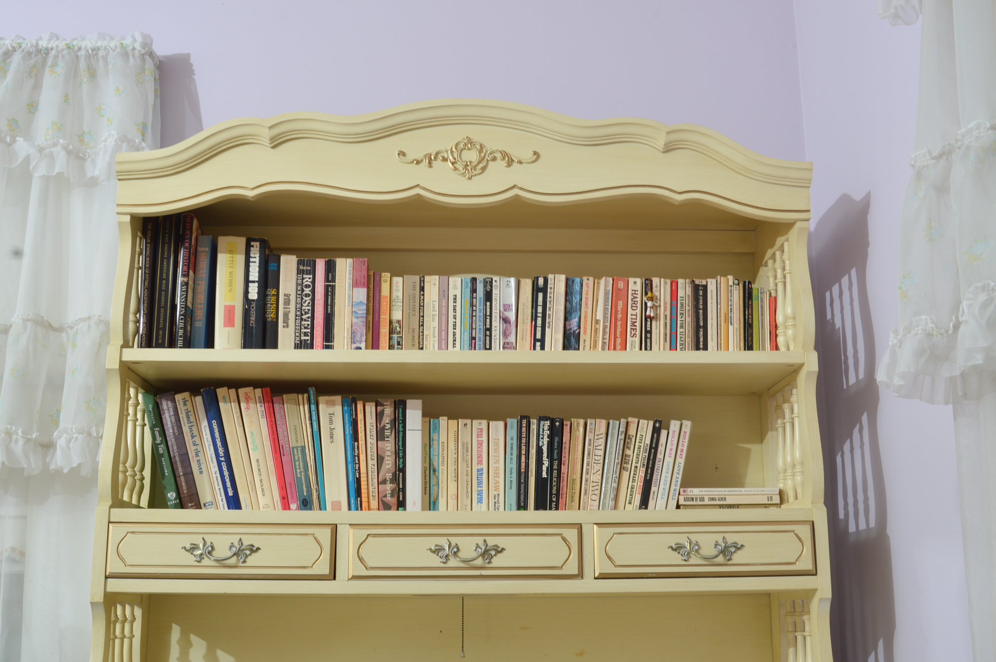 French Provincial Desk with Hutch and Chair
