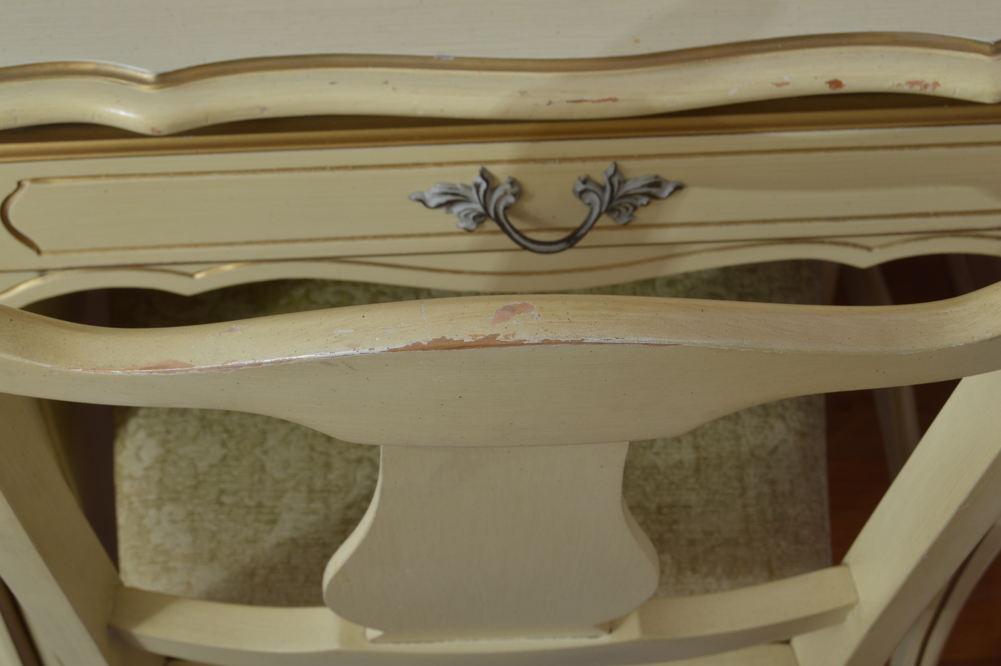 French Provincial Desk with Hutch and Chair