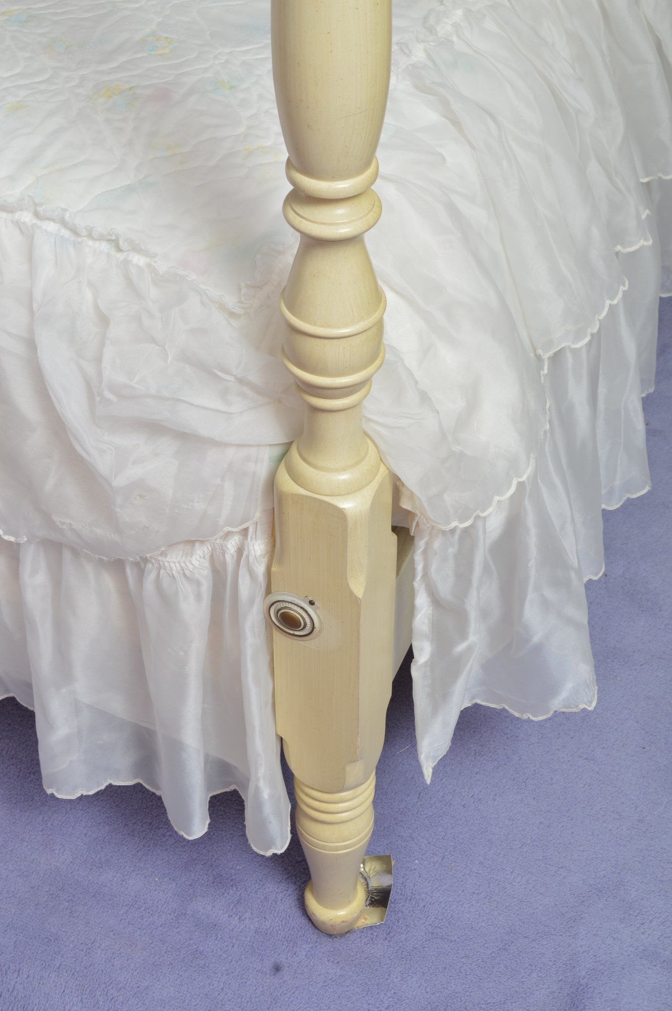 French Provincial Canopy Bed with Matching Nightstand