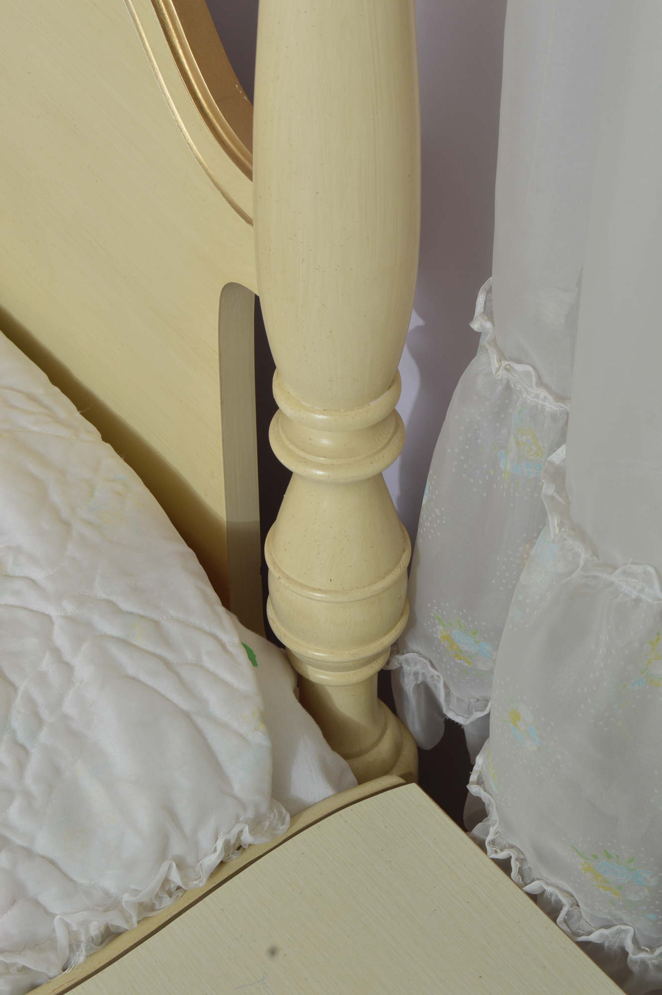 French Provincial Canopy Bed with Matching Nightstand