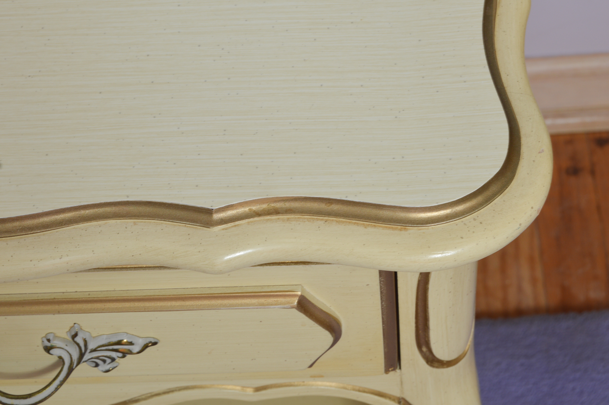 French Provincial Canopy Bed with Matching Nightstand