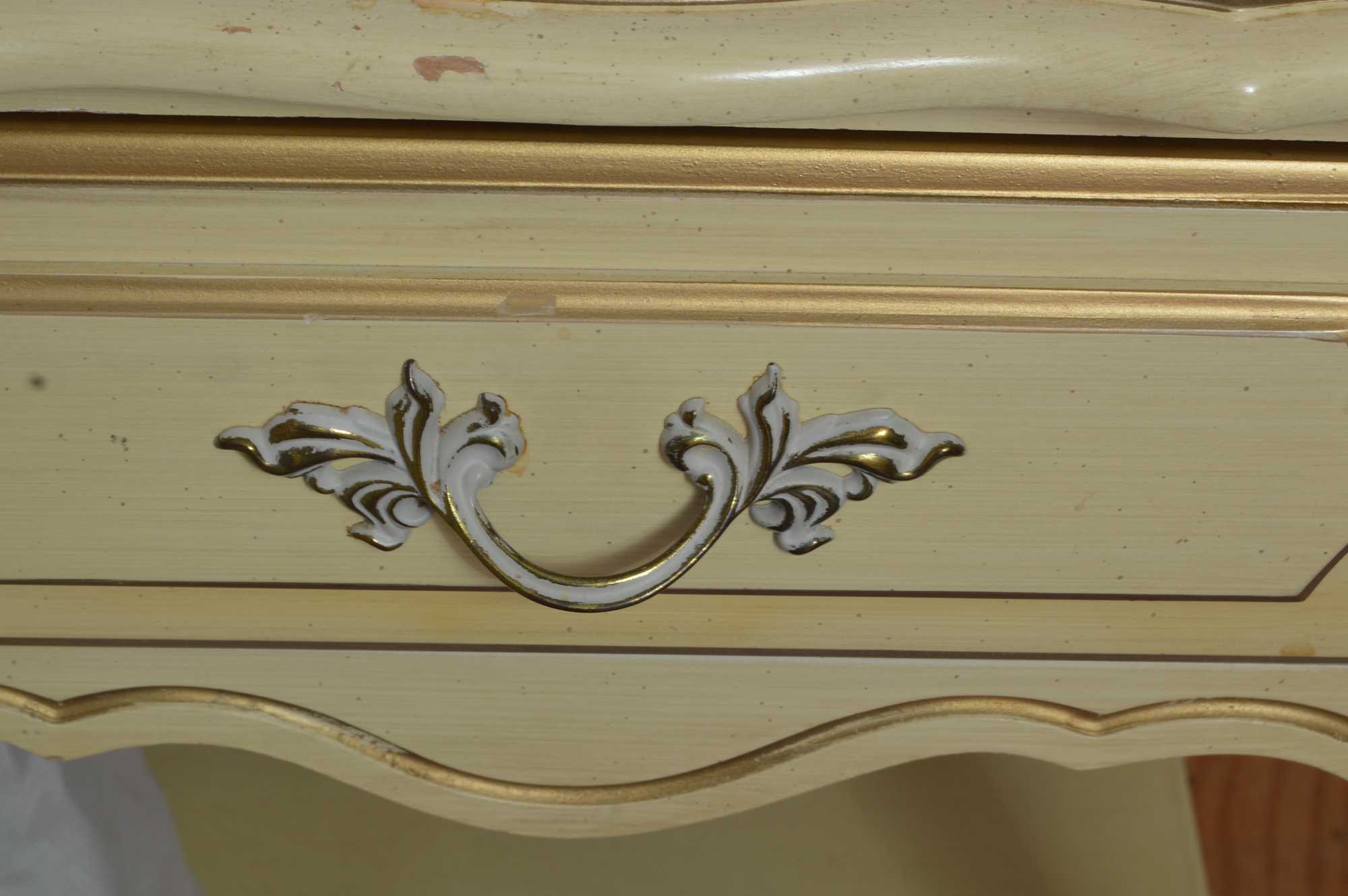 French Provincial Canopy Bed with Matching Nightstand
