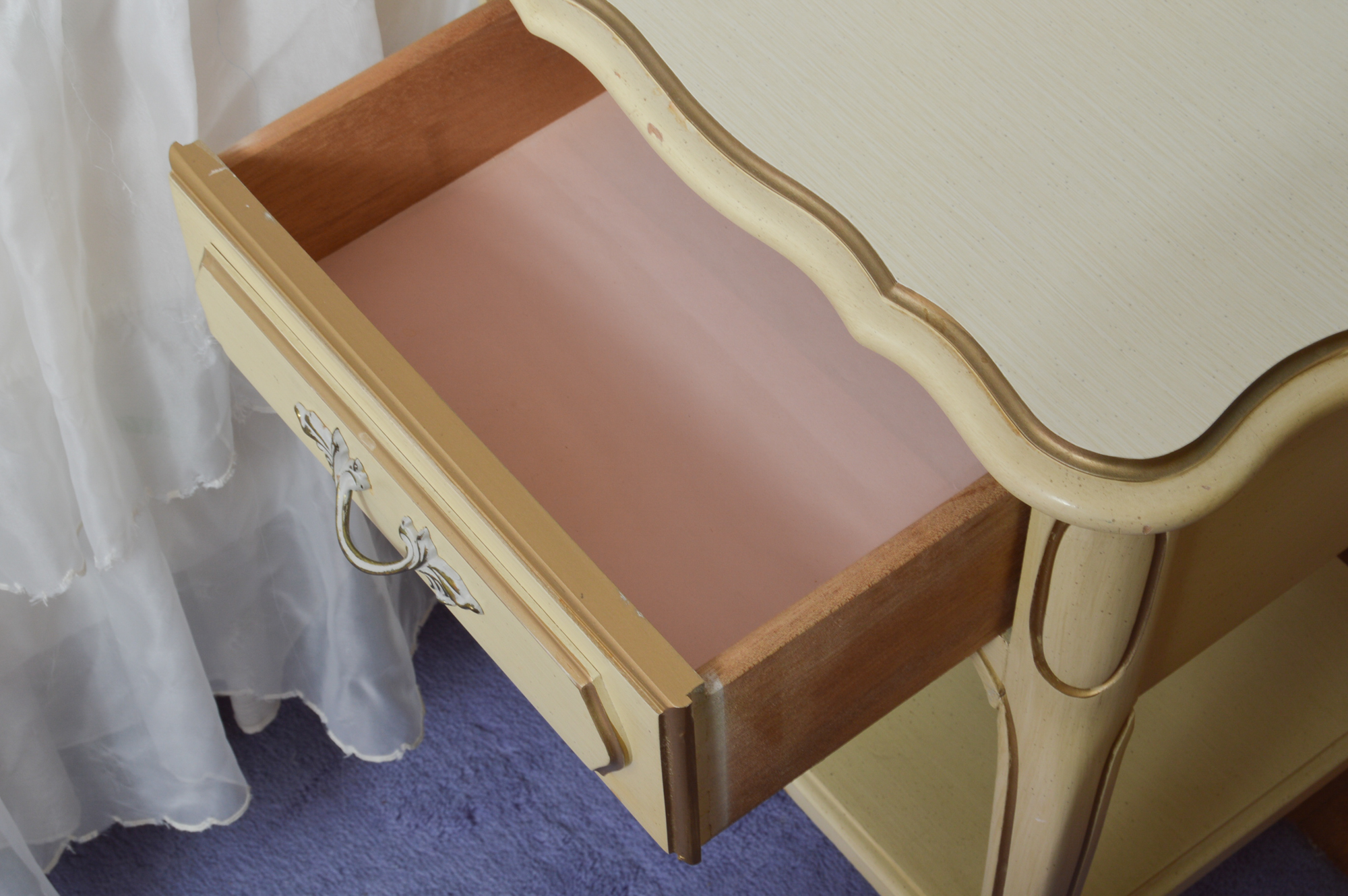 French Provincial Canopy Bed with Matching Nightstand