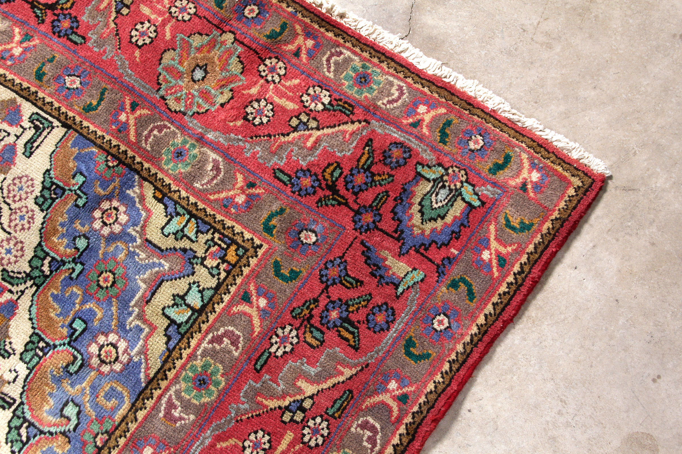 Vintage Hand-Knotted Persian Tabatabai Tabriz Rug