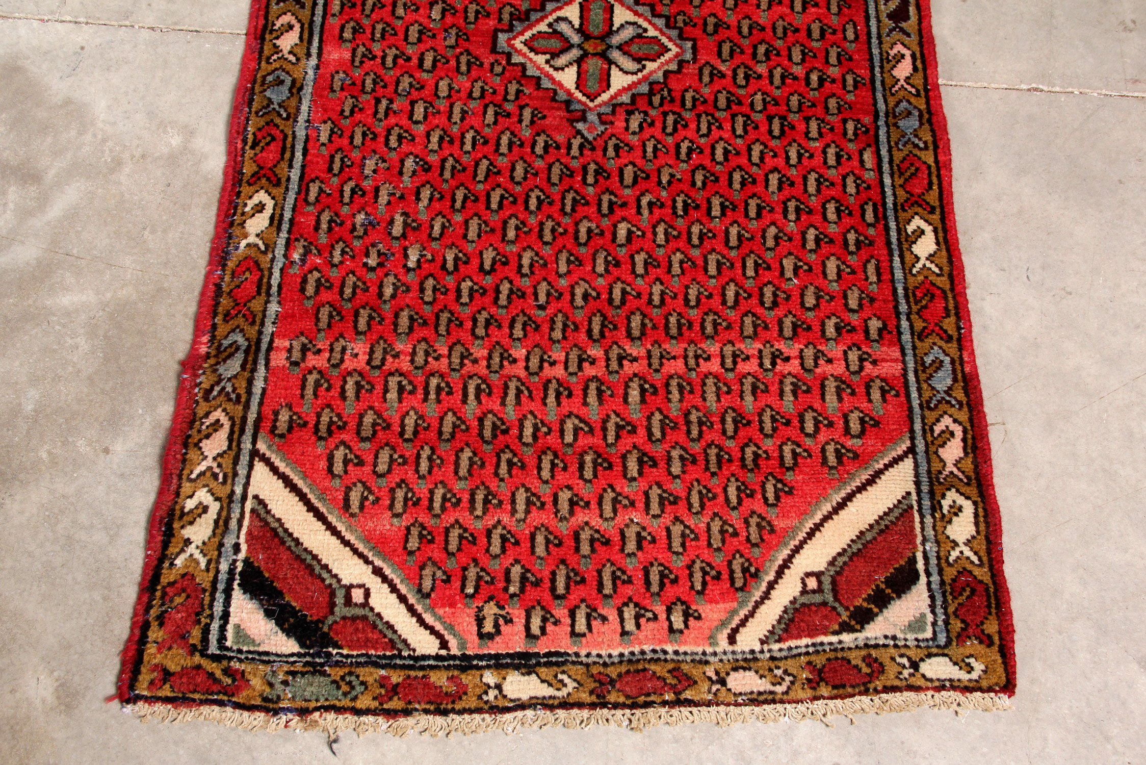 Vintage Persian Mir a Boteh Sarouk Runner