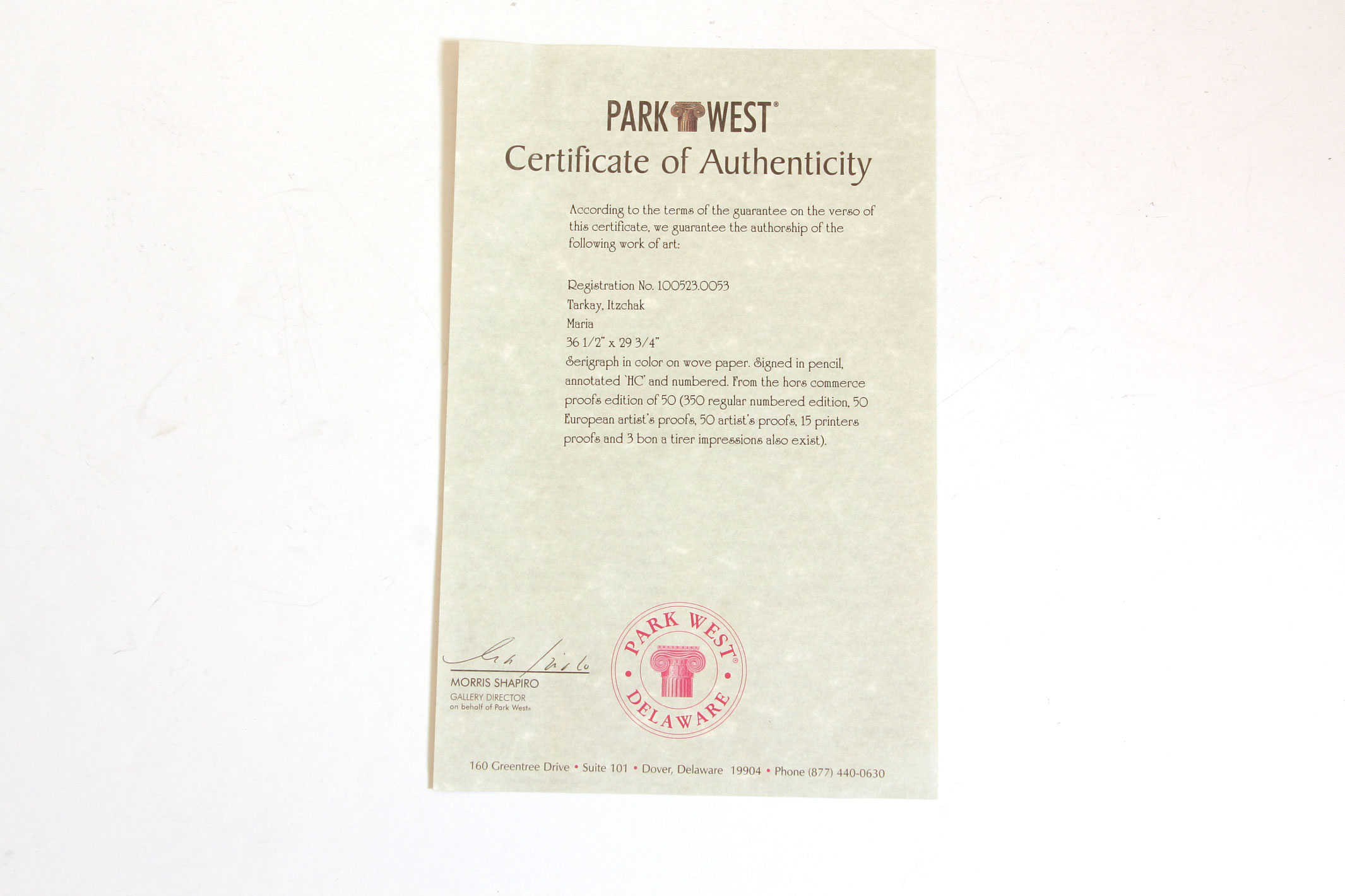 Itzchak Tarkay Limited Edition Serigraph "Maria"