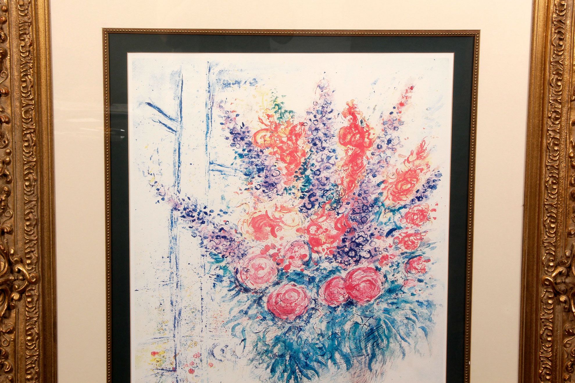 Limited Edition Offset Lithograph "Bouquet with Bowl of Cherries" After Marc Chagall