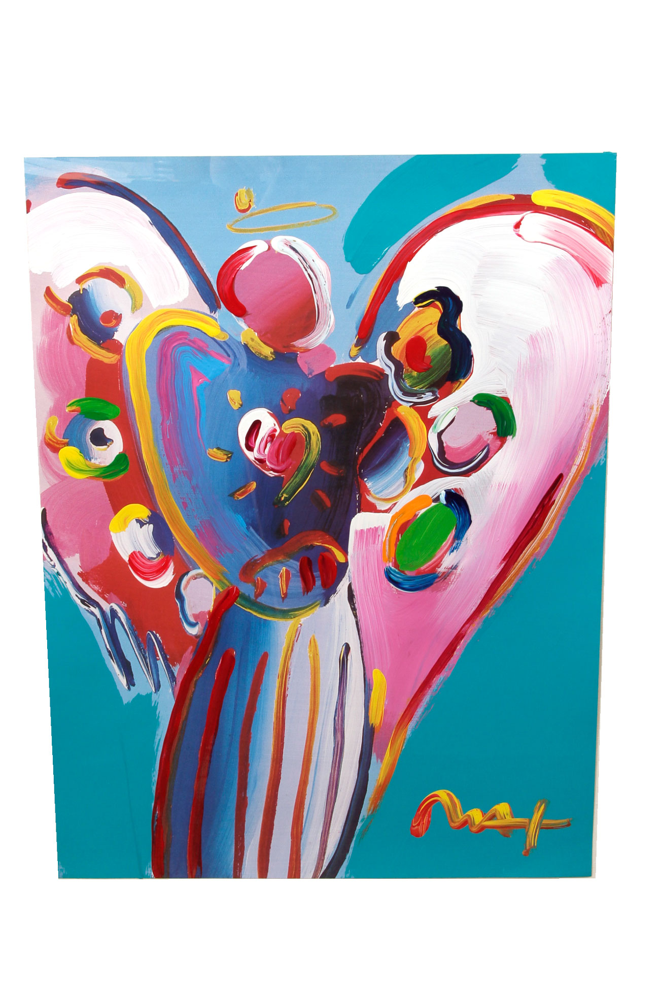 Peter Max Mixed Media Work "Angel With Heart"