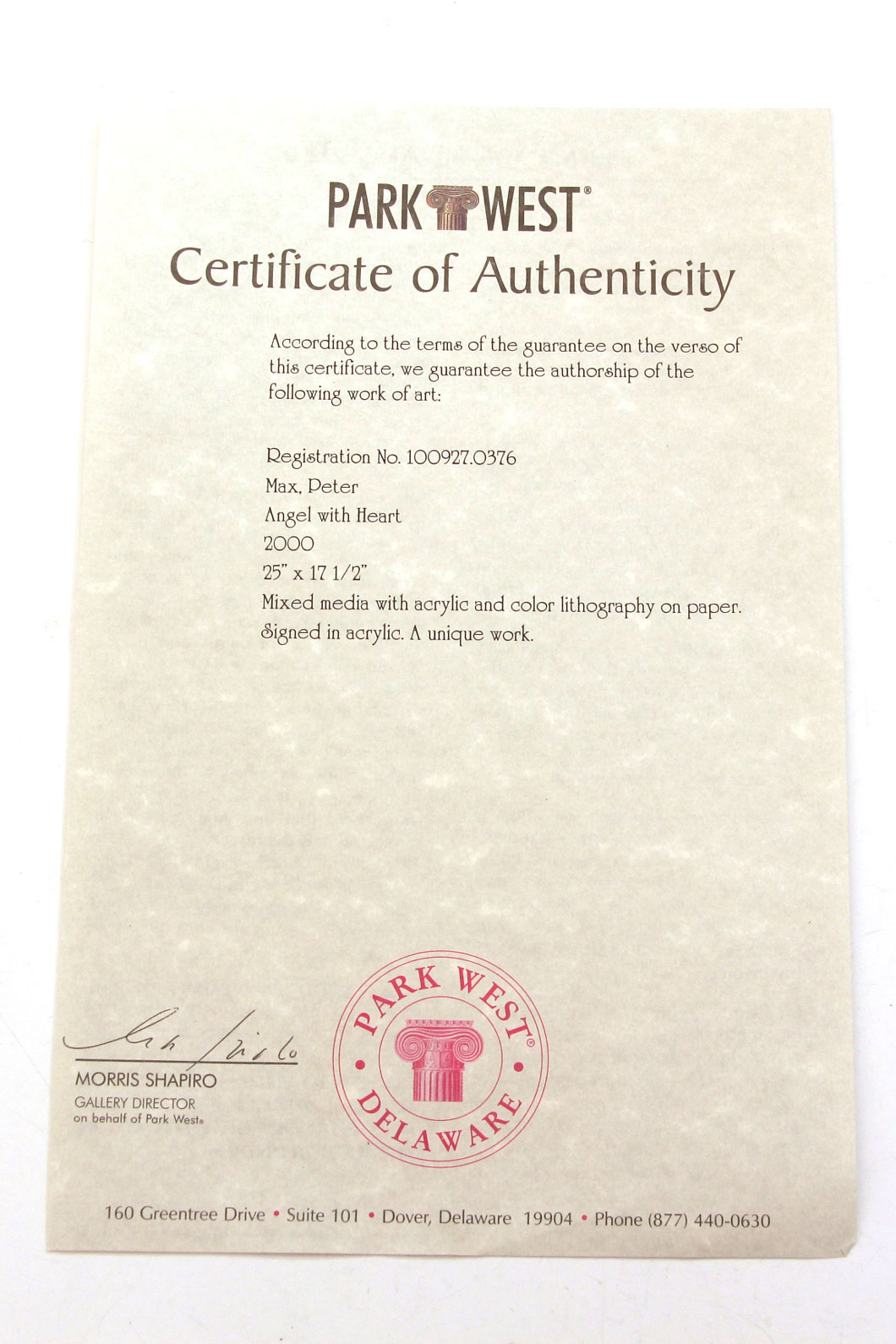 Peter Max Mixed Media Work "Angel With Heart"