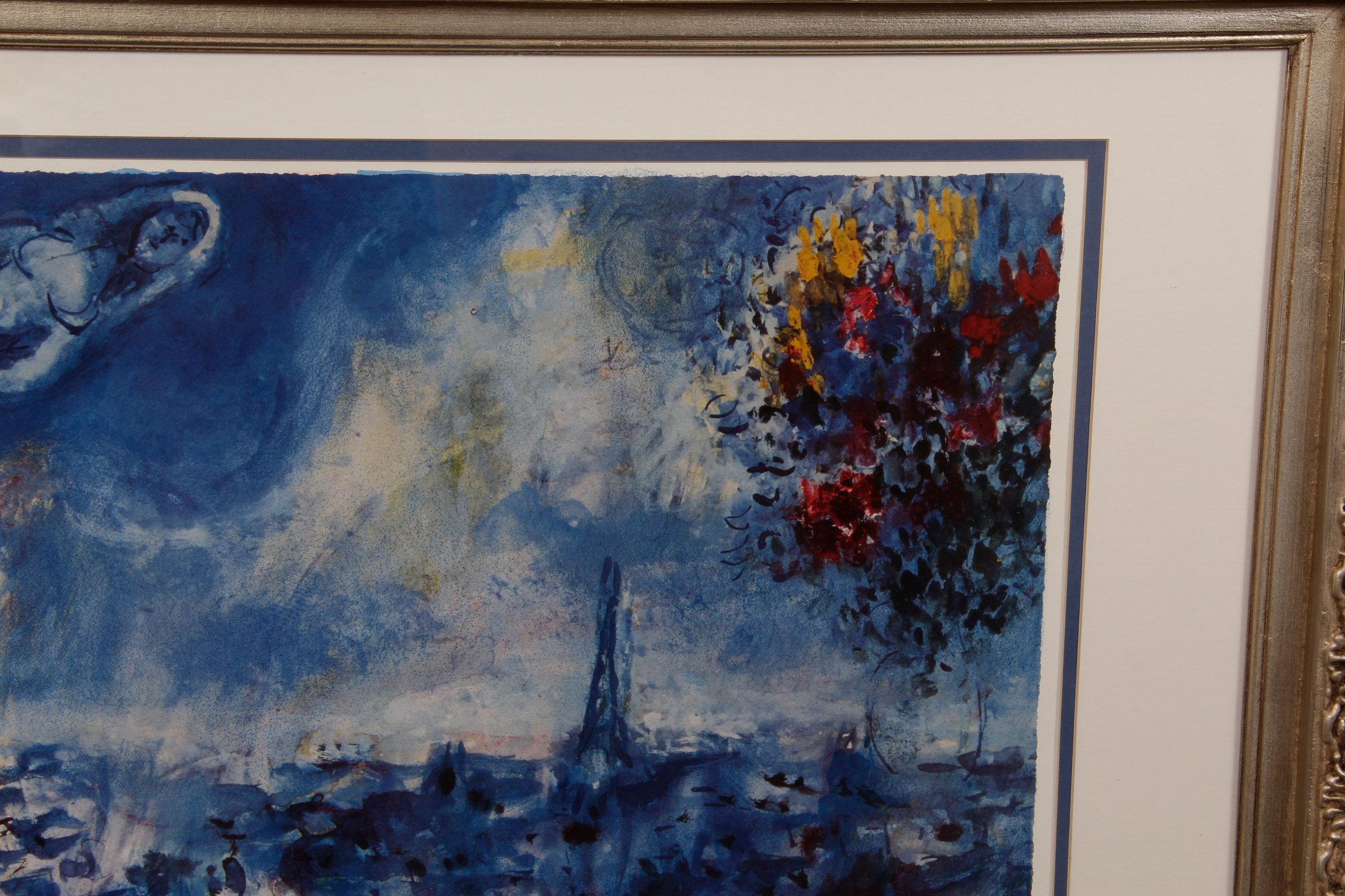 Limited Edition "View of Paris " Offset Lithograph After Marc Chagall