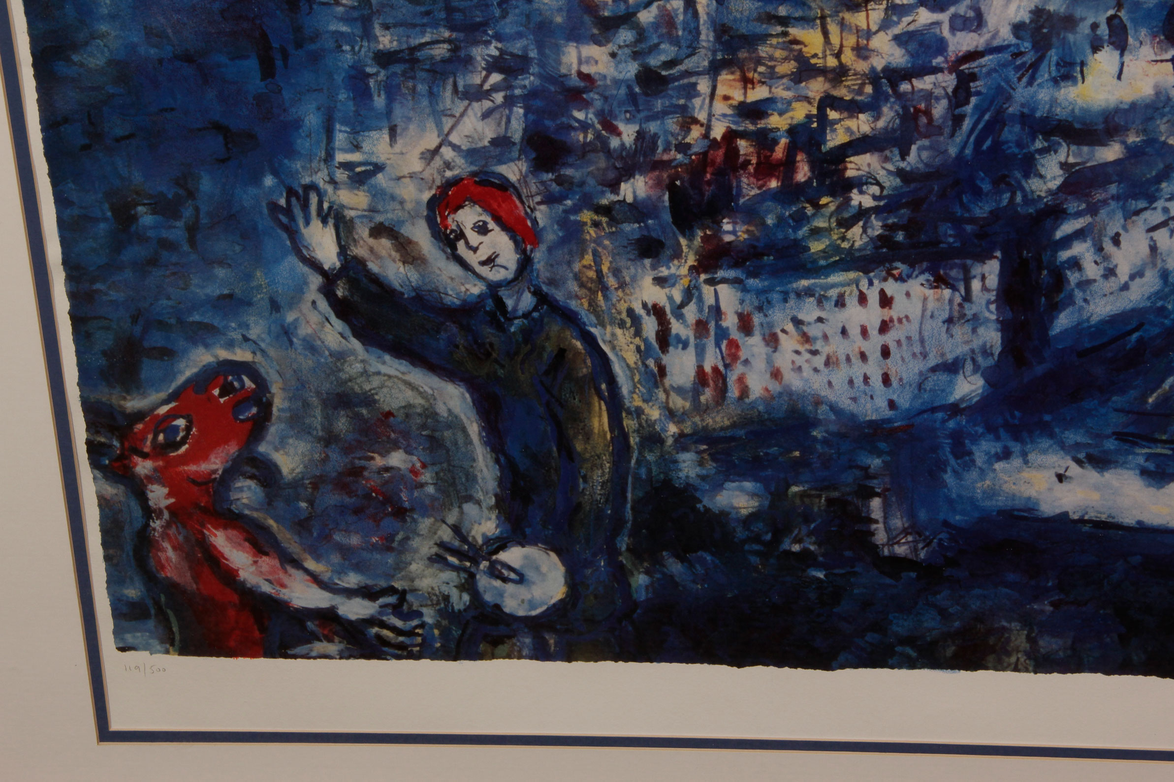 Limited Edition "View of Paris " Offset Lithograph After Marc Chagall