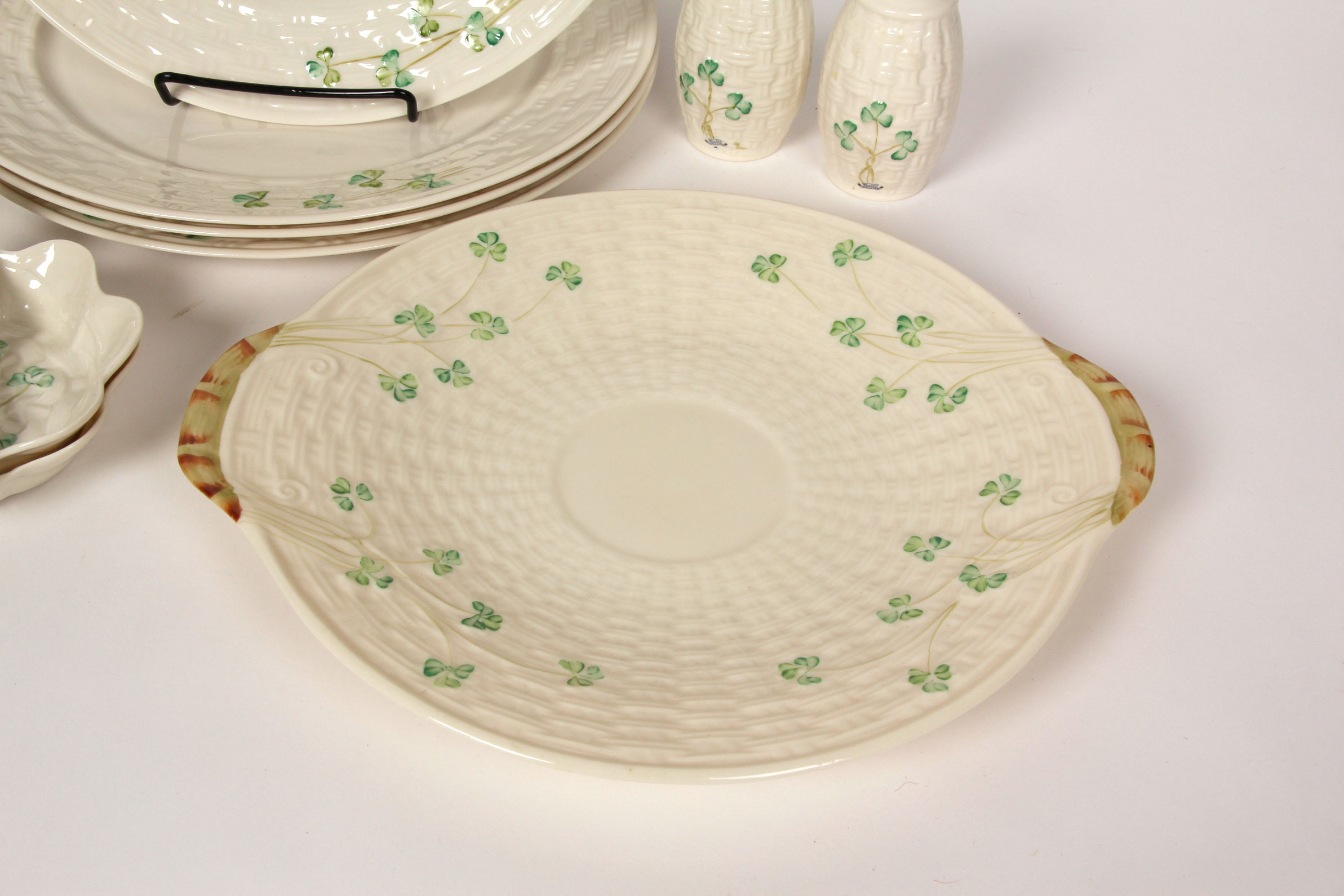 Collection of Belleek Shamrock Tableware