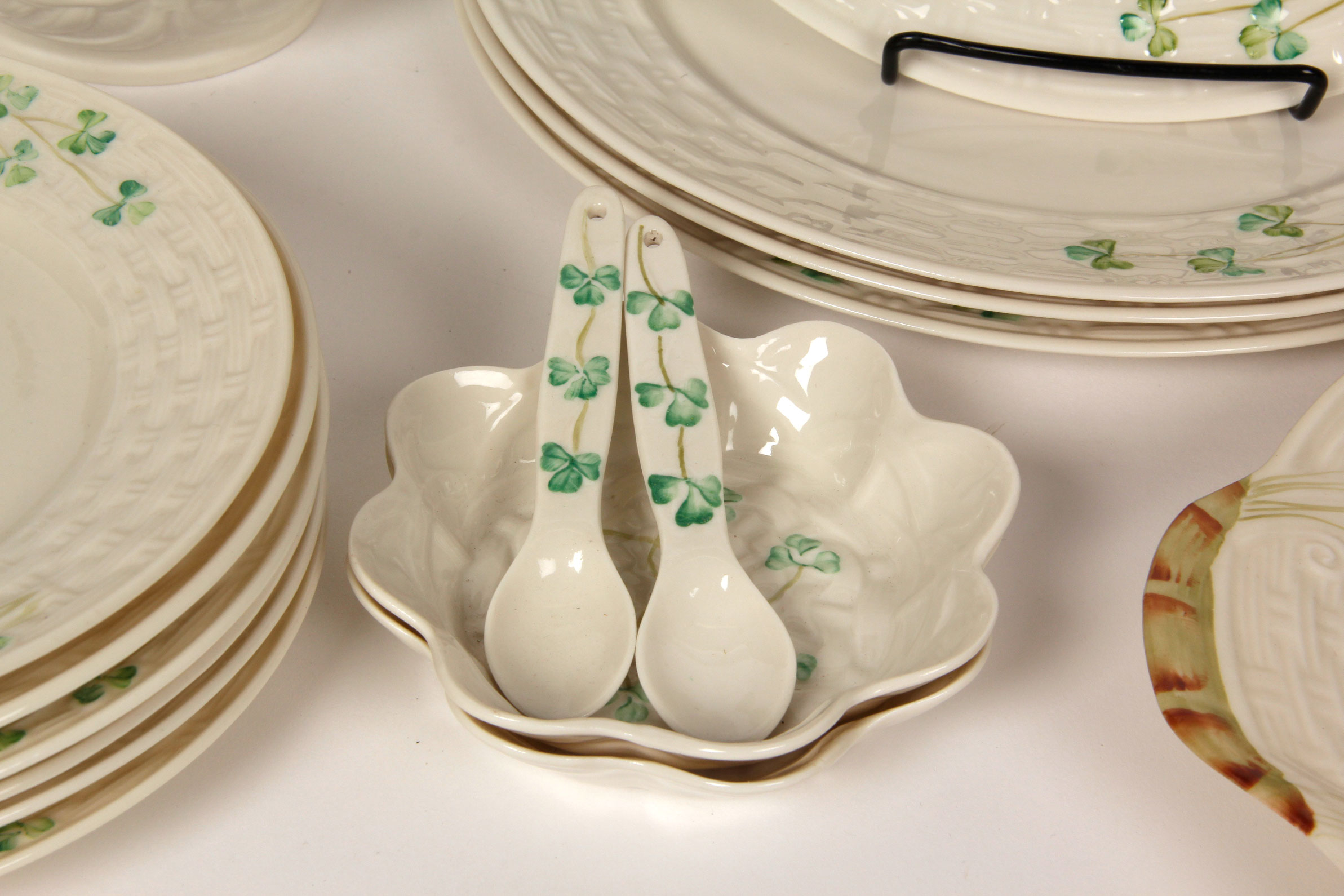 Collection of Belleek Shamrock Tableware