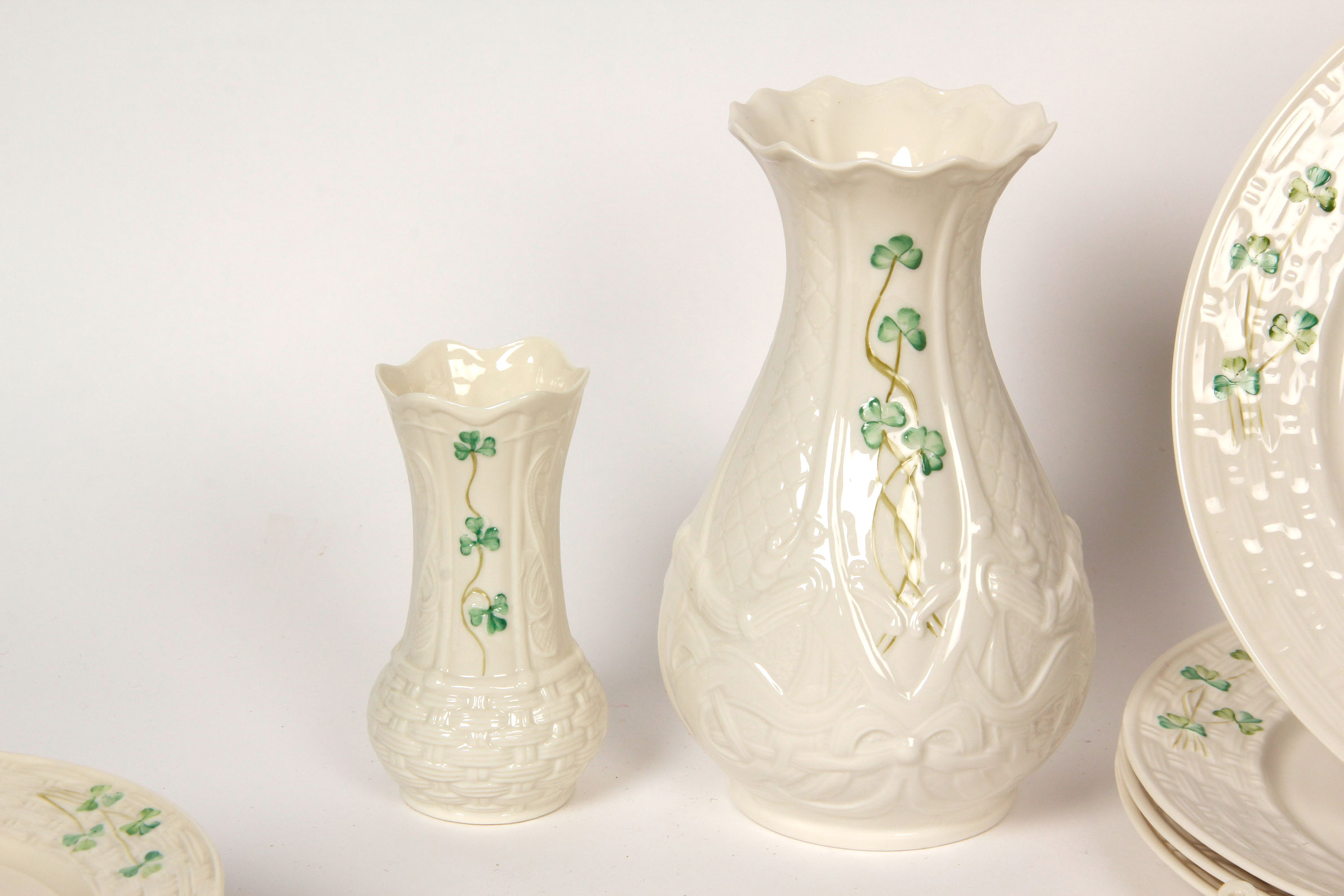 Collection of Belleek Shamrock Tableware