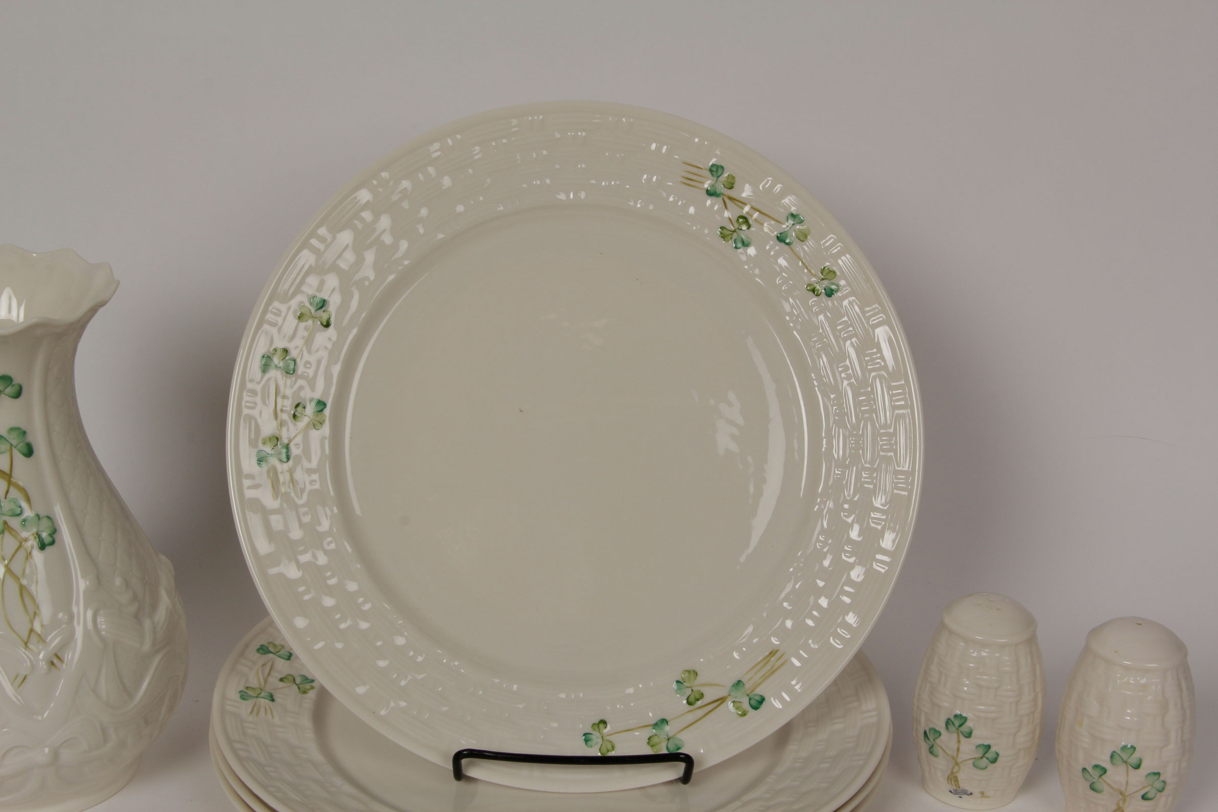 Collection of Belleek Shamrock Tableware