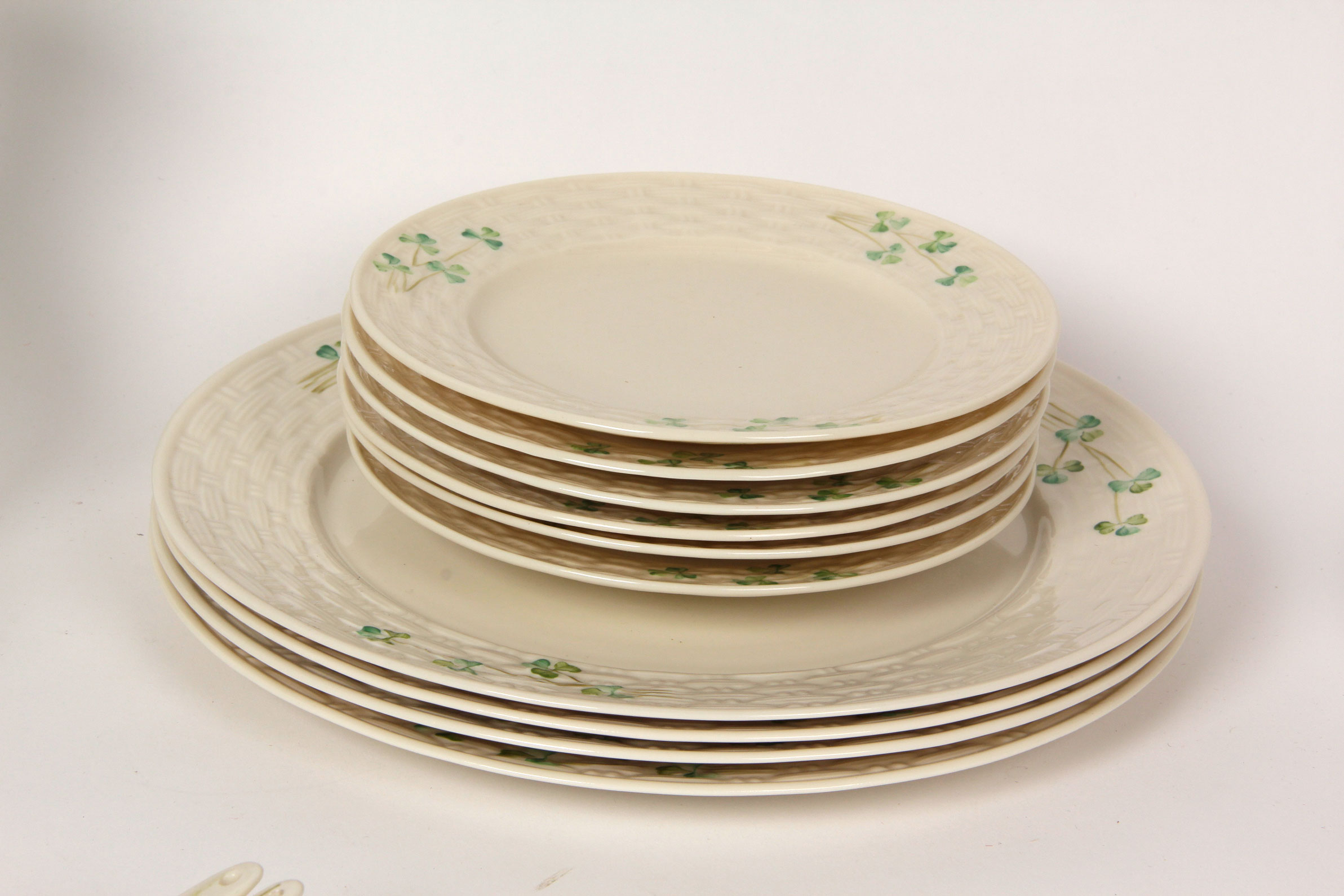 Collection of Belleek Shamrock Tableware