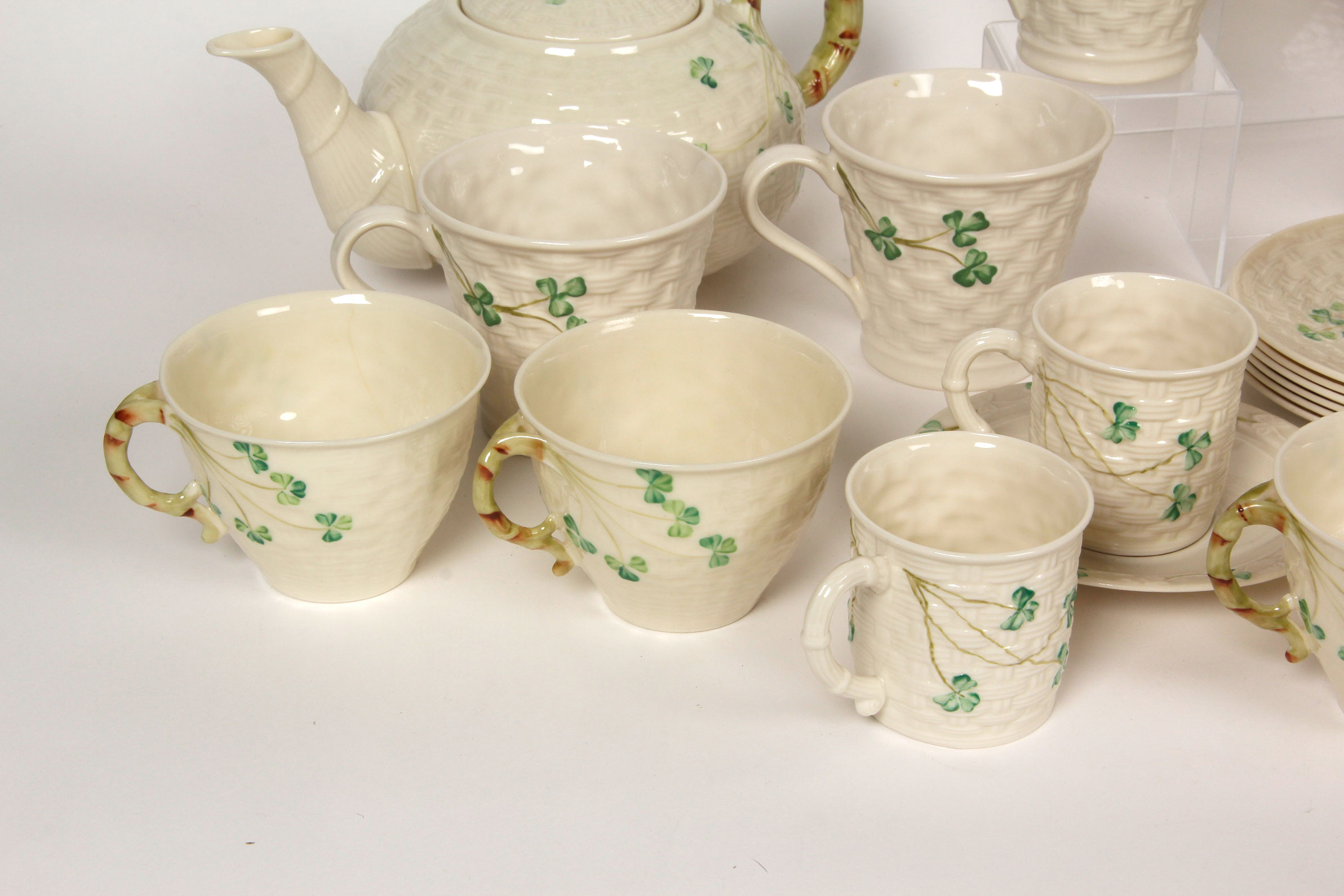 Collection of Belleek Shamrock Tableware