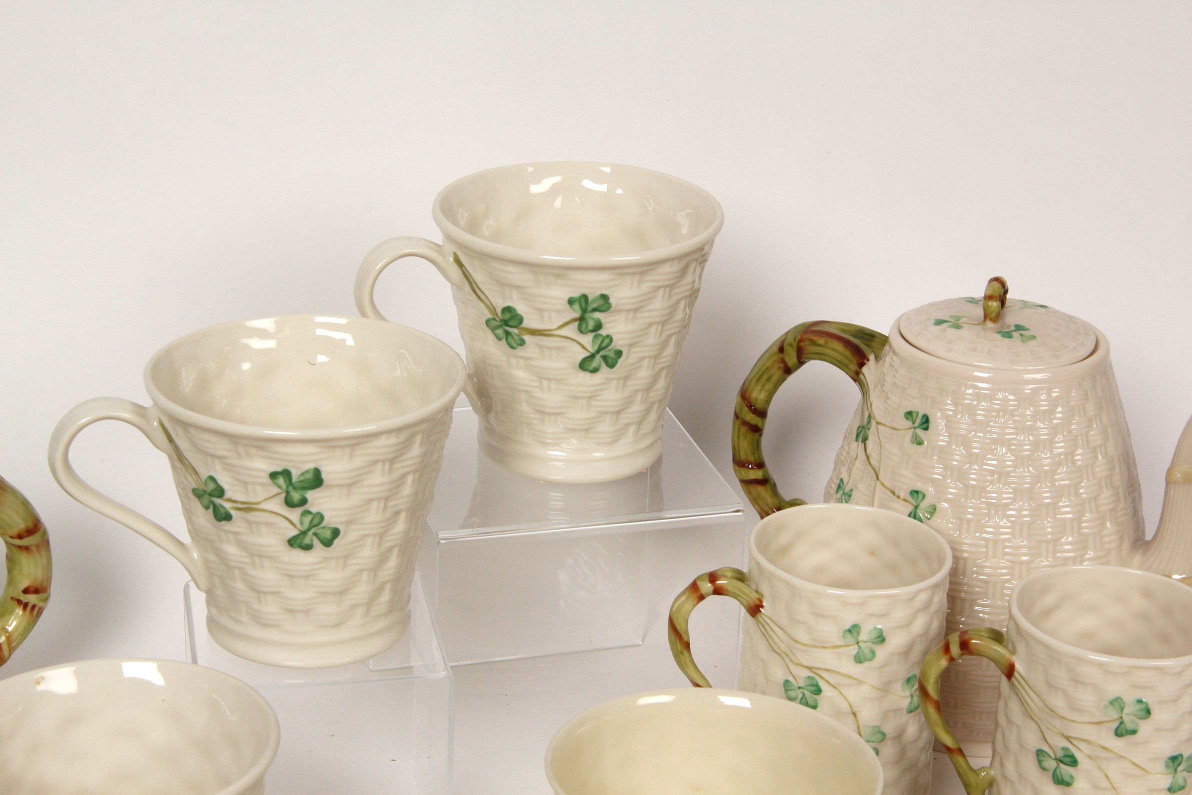 Collection of Belleek Shamrock Tableware