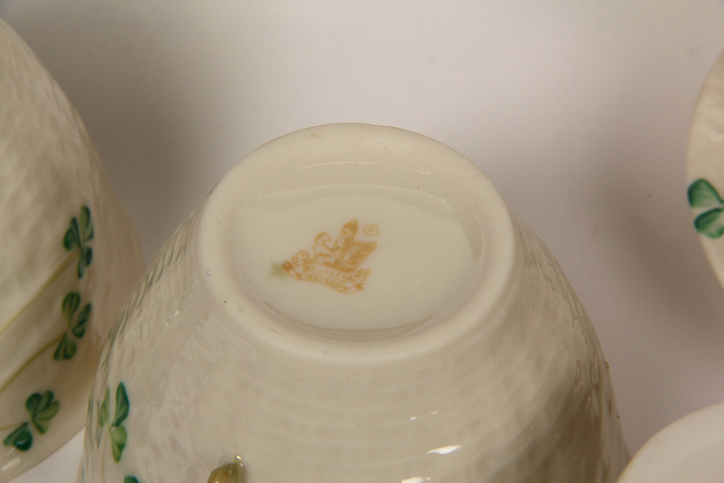 Collection of Belleek Shamrock Tableware